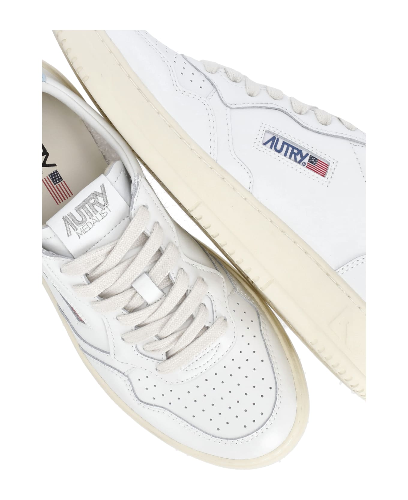Autry Medalist Low - Leather Sneakers - White/light Blue