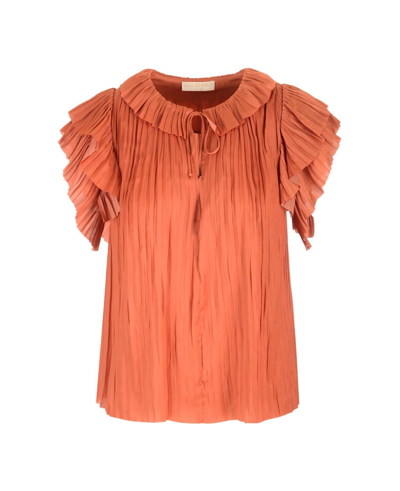 Ulla Johnson "elli" Top In Pleated Satin - Orange