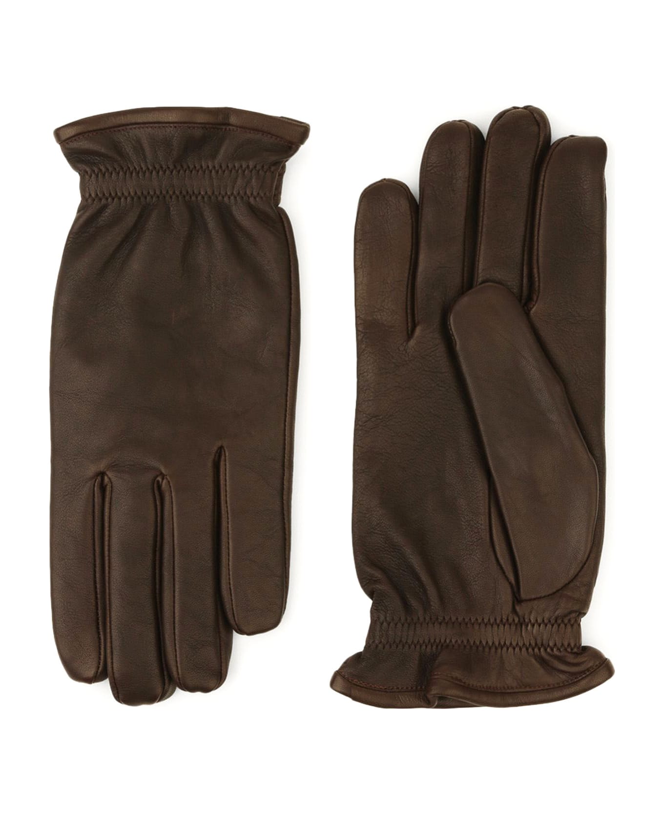 Orciani Nappa Washed Leather Gloves - Brown