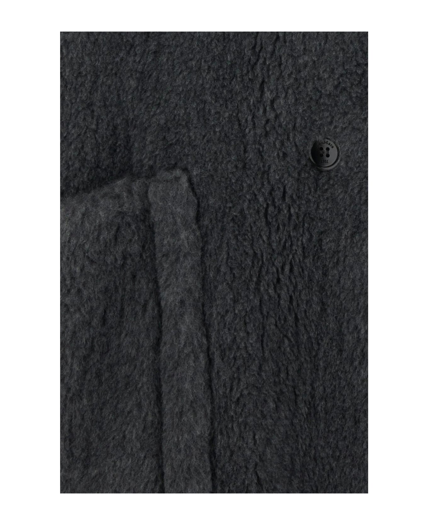 Max Mara Dark Grey Teddy Fabric Kadiak Coat - Avio