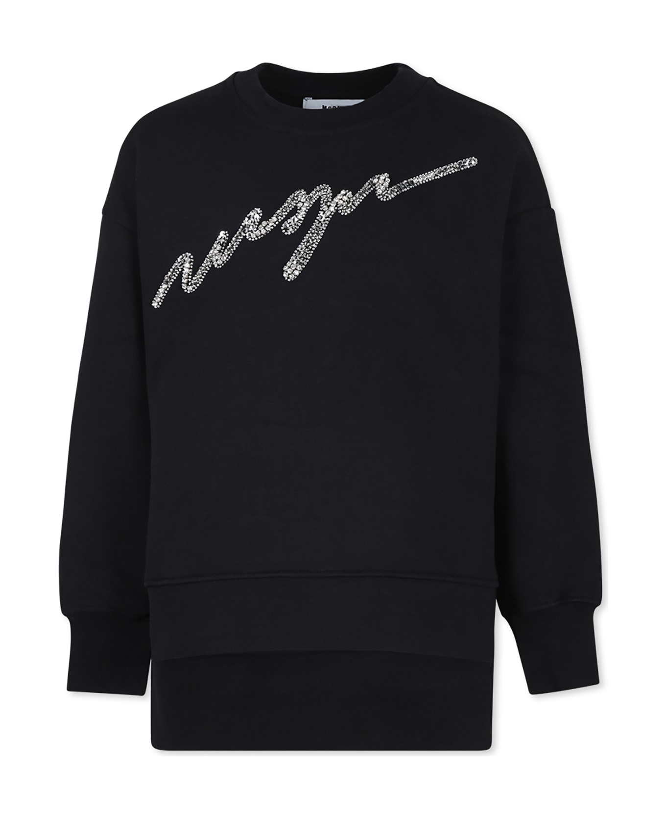 MSGM Black Dress For Girl With Logo - Black
