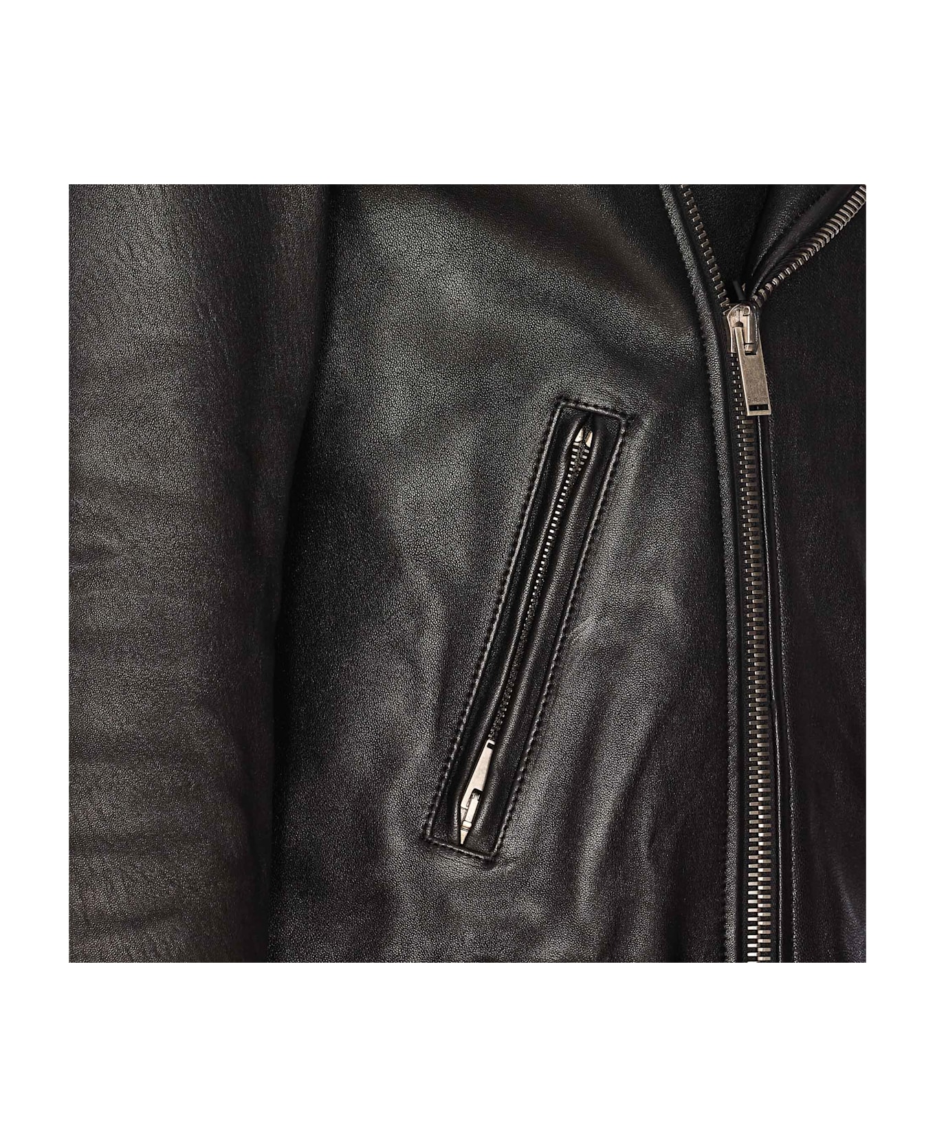 Saint Laurent Lamb Leather Biker Jacket - Black