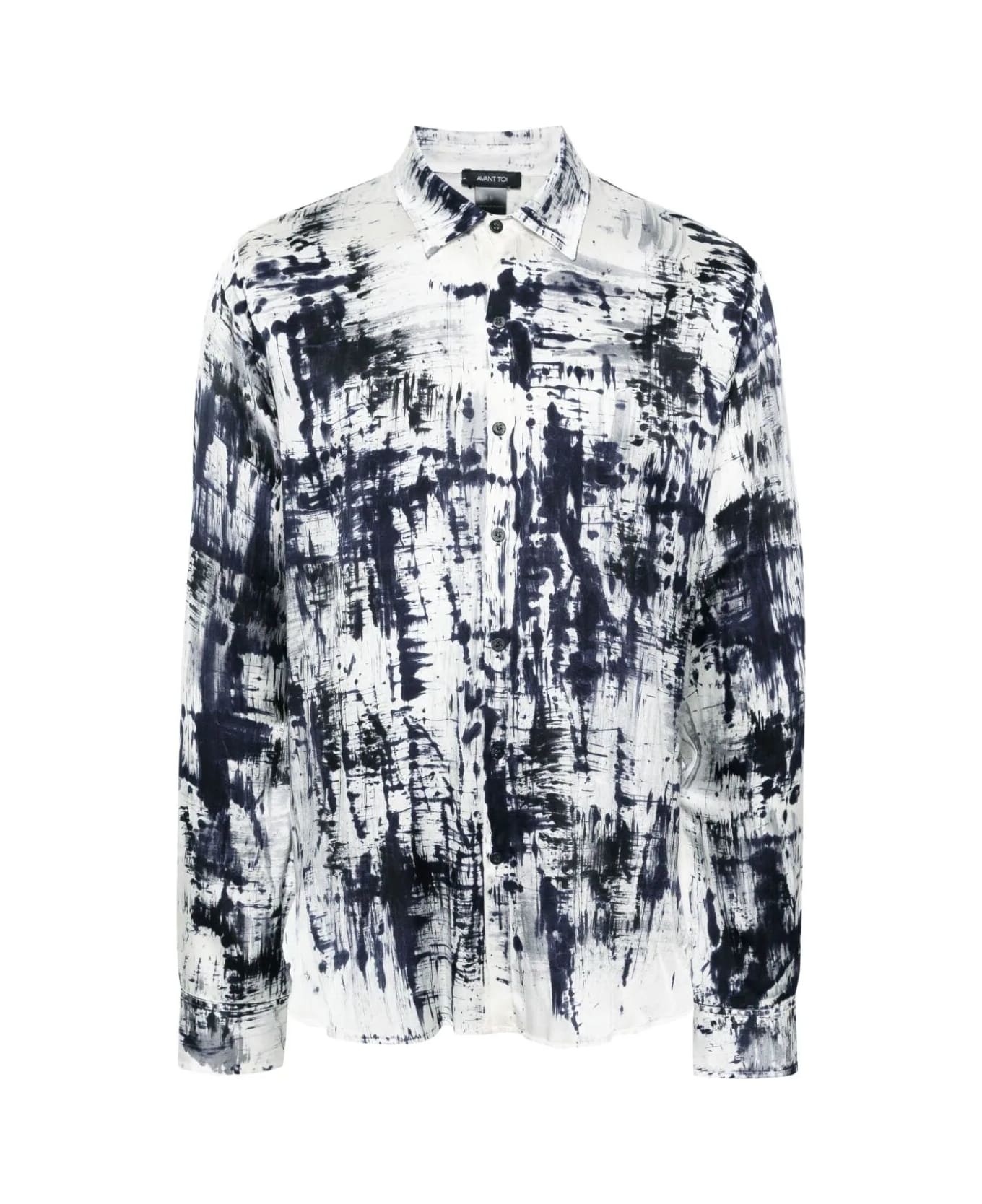 Avant Toi Brushed Effect Silk Shirt - Navy Blue シャツ