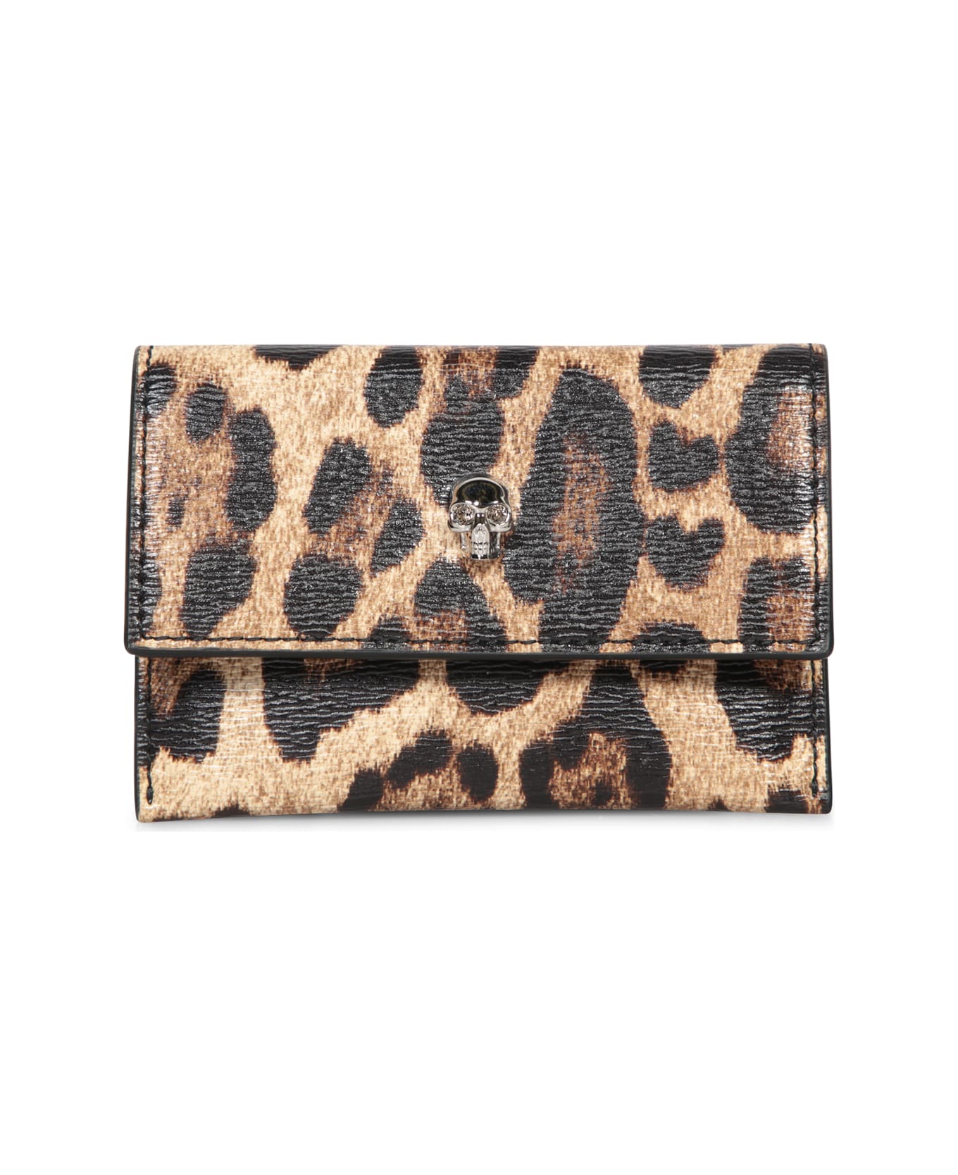 Alexander McQueen Leopard Card Holder - Brown