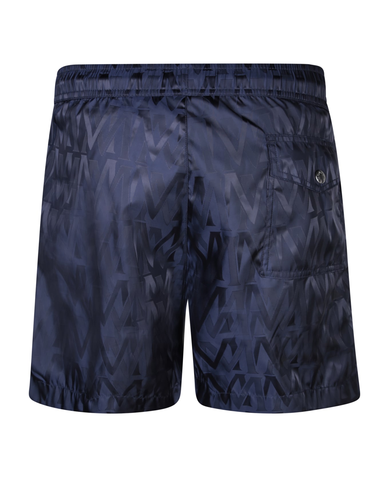 Moncler Navy Blue Swim Shorts With Monogram Motif - Blue