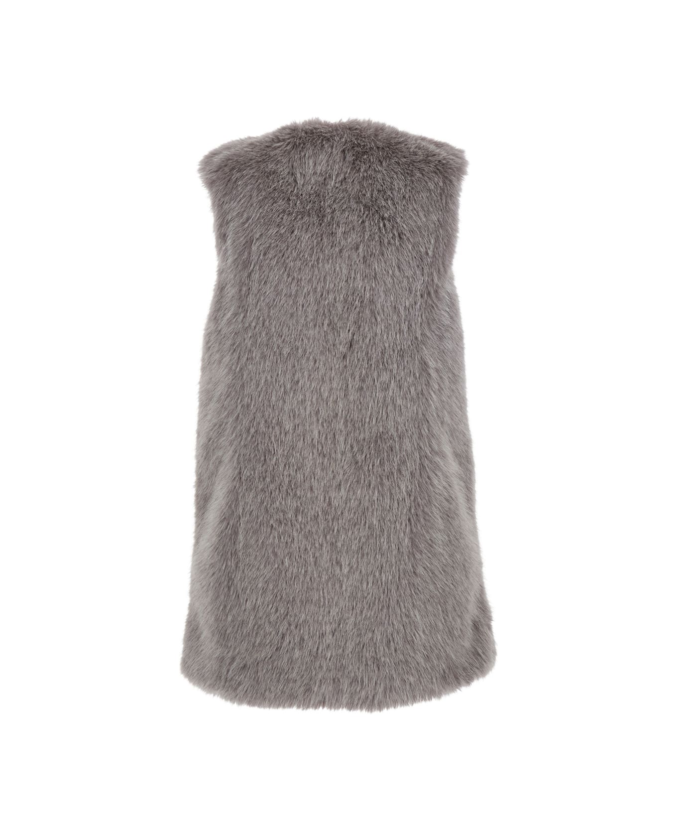 Herno Grey Sleeveless Vest With Concealed Closure On The Front In Ecofur Woman - ROSA