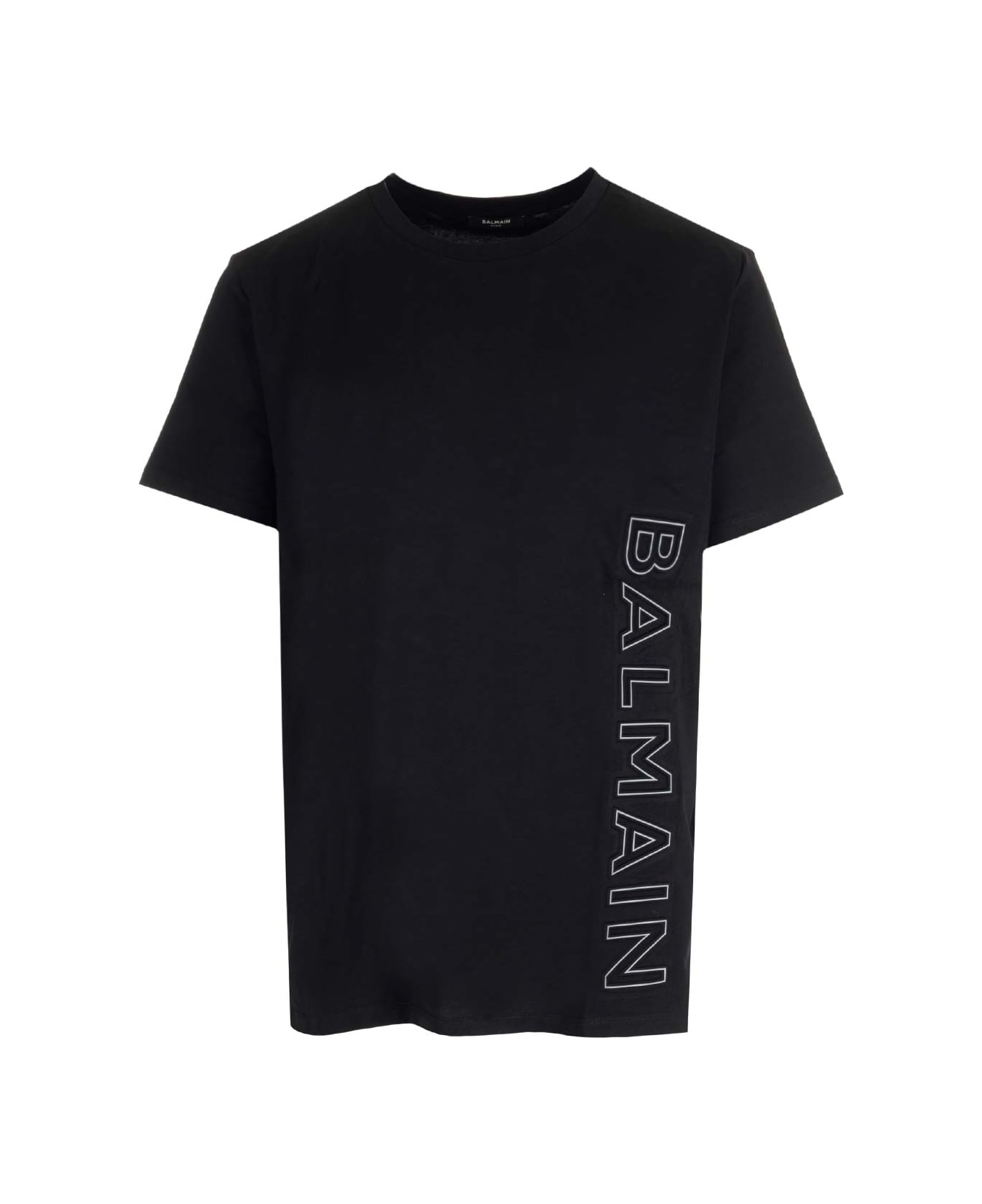 Balmain Black T-shirt With Embossed Logo - Black