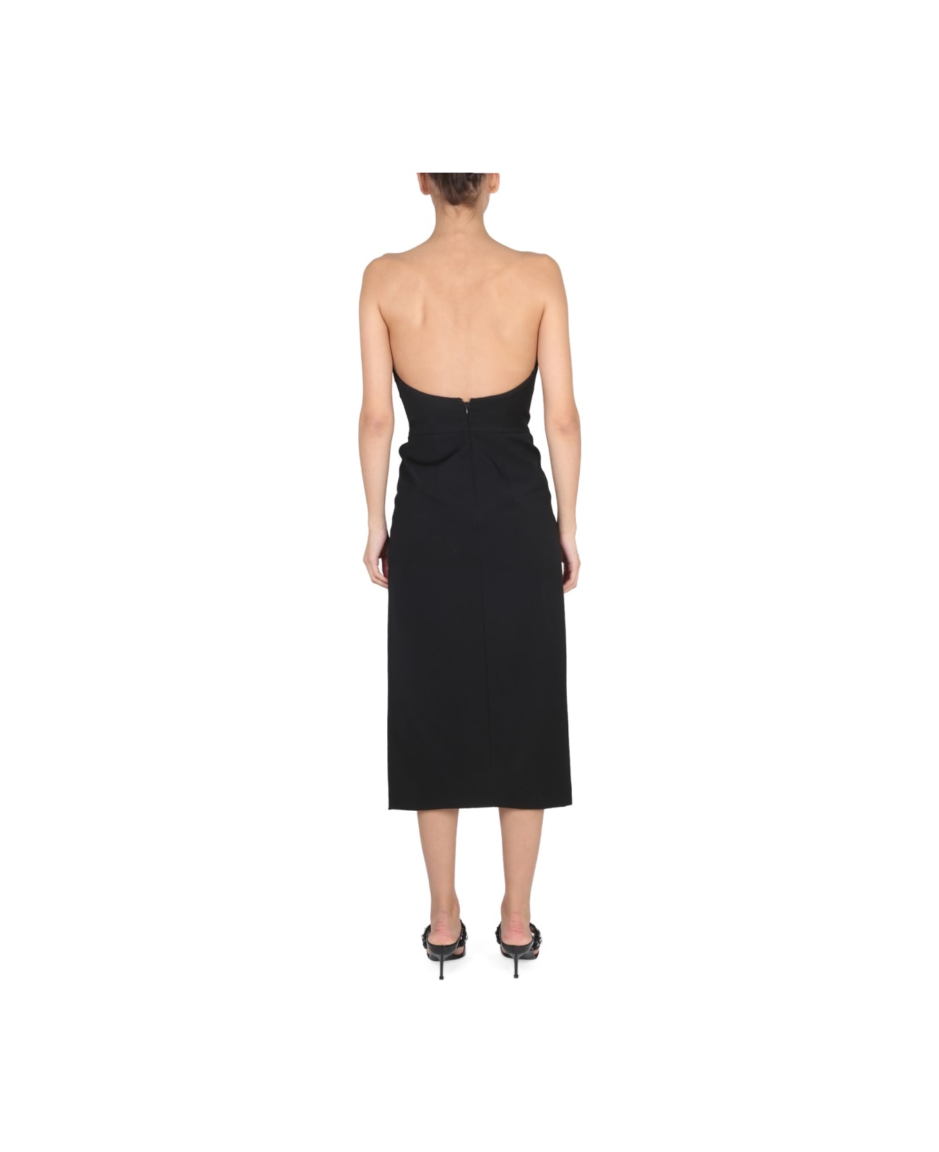 Alexander McQueen Strapless Midi Dress - BLACK