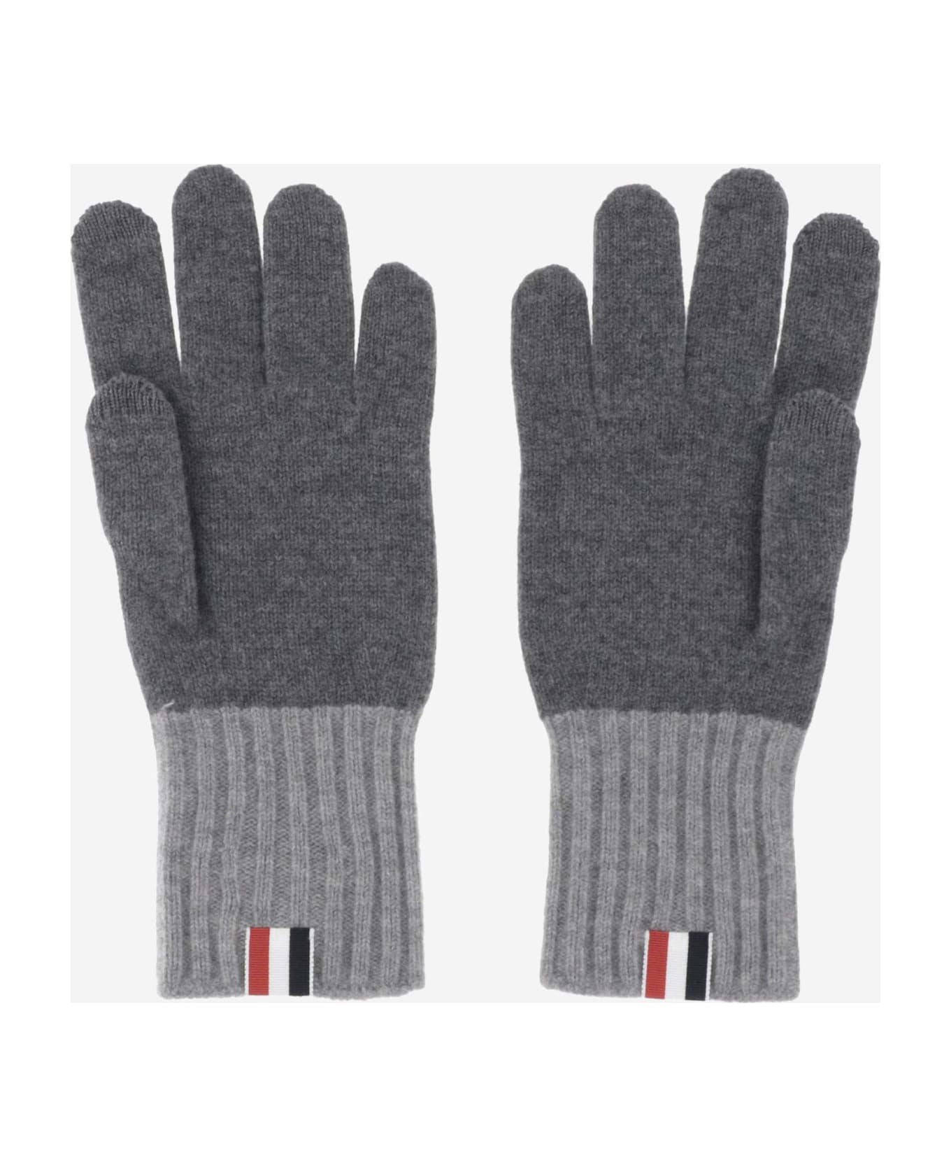 Thom Browne Two-tone Wool Gloves - Med grey
