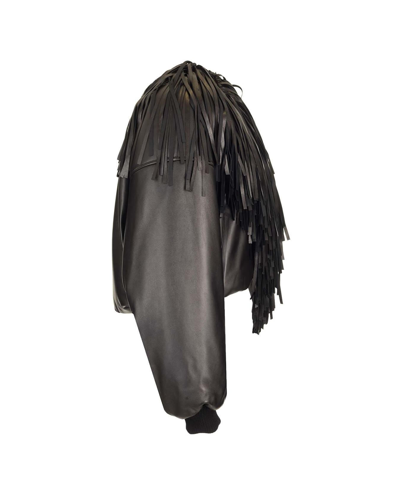 Alaia Fringed Bomber Jacket - Black