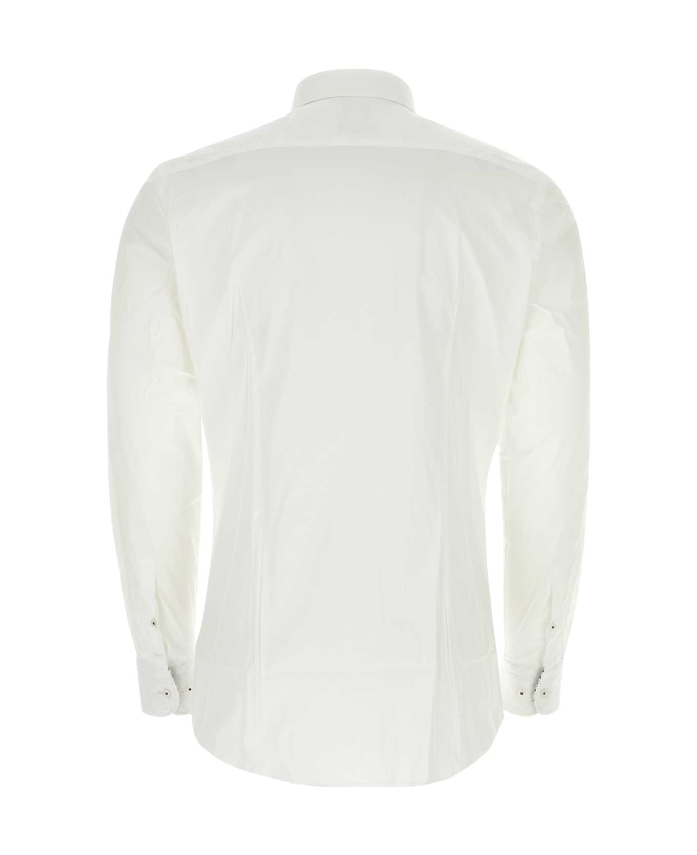 Hugo Boss White Stretch Poplin Shirt - White シャツ