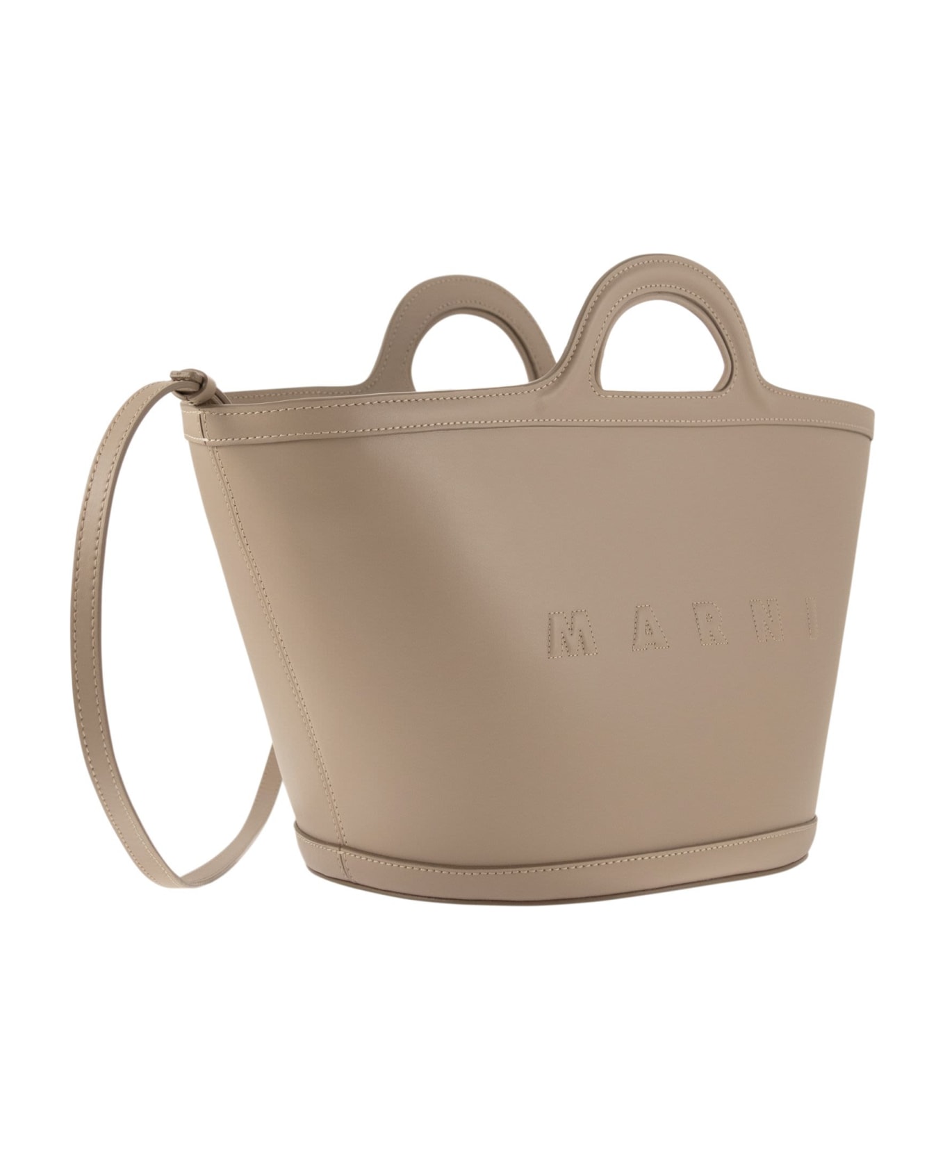 Marni Tropicalia S - Leather Handbag - Beige