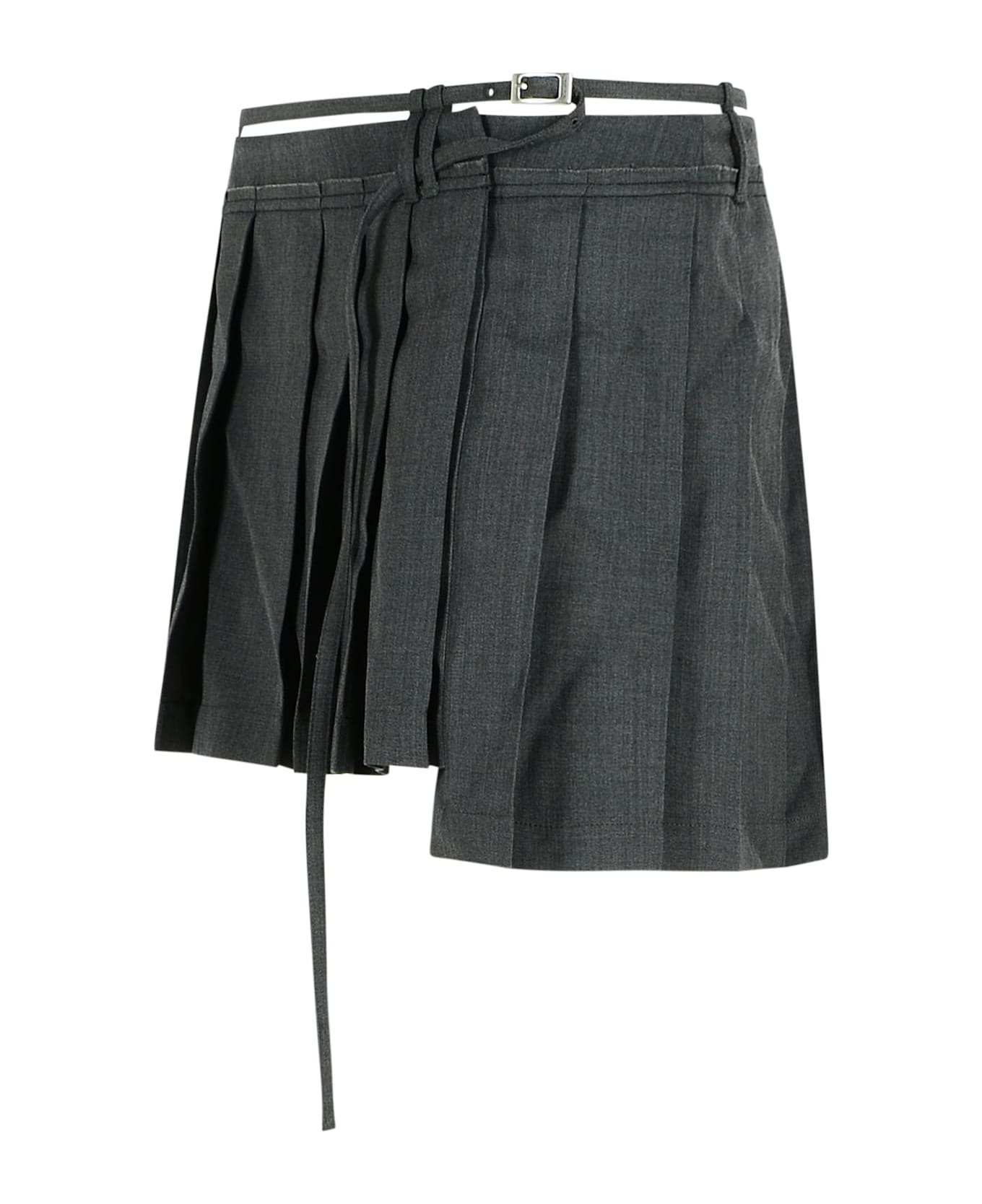 Acne Studios Dark Grey Wool Blend Pleated Skirt - Grey