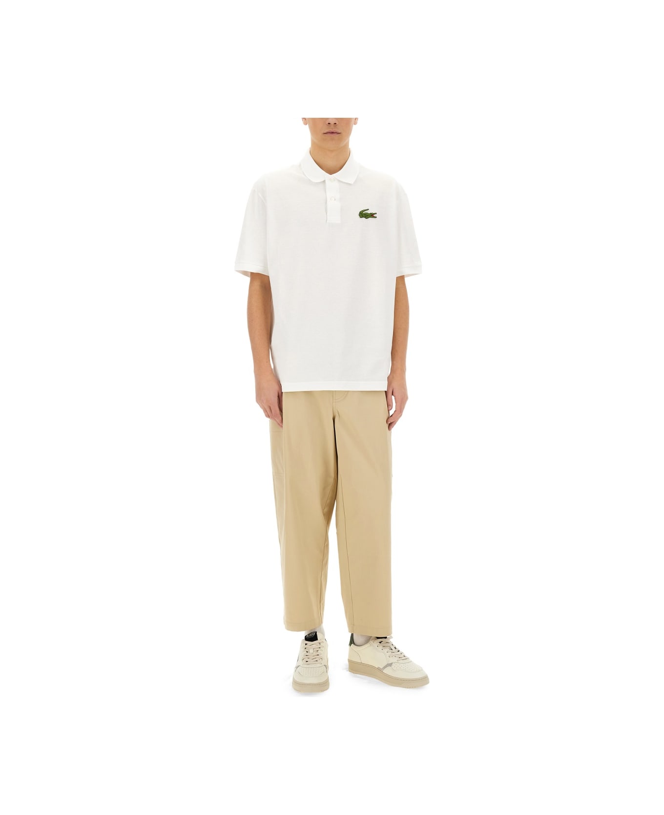 Lacoste Loose Fit Pique Polo Shirt - WHITE
