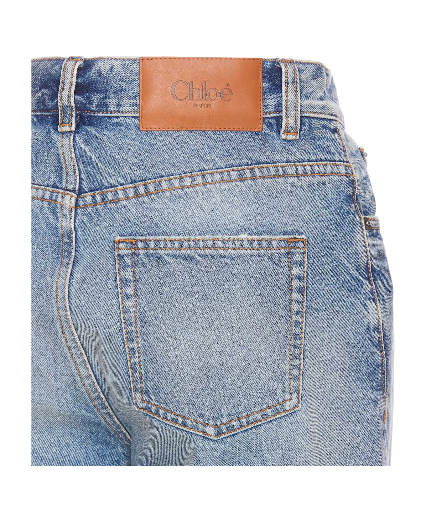 Chloé Flared Patchwork Denim Jeans - Blue