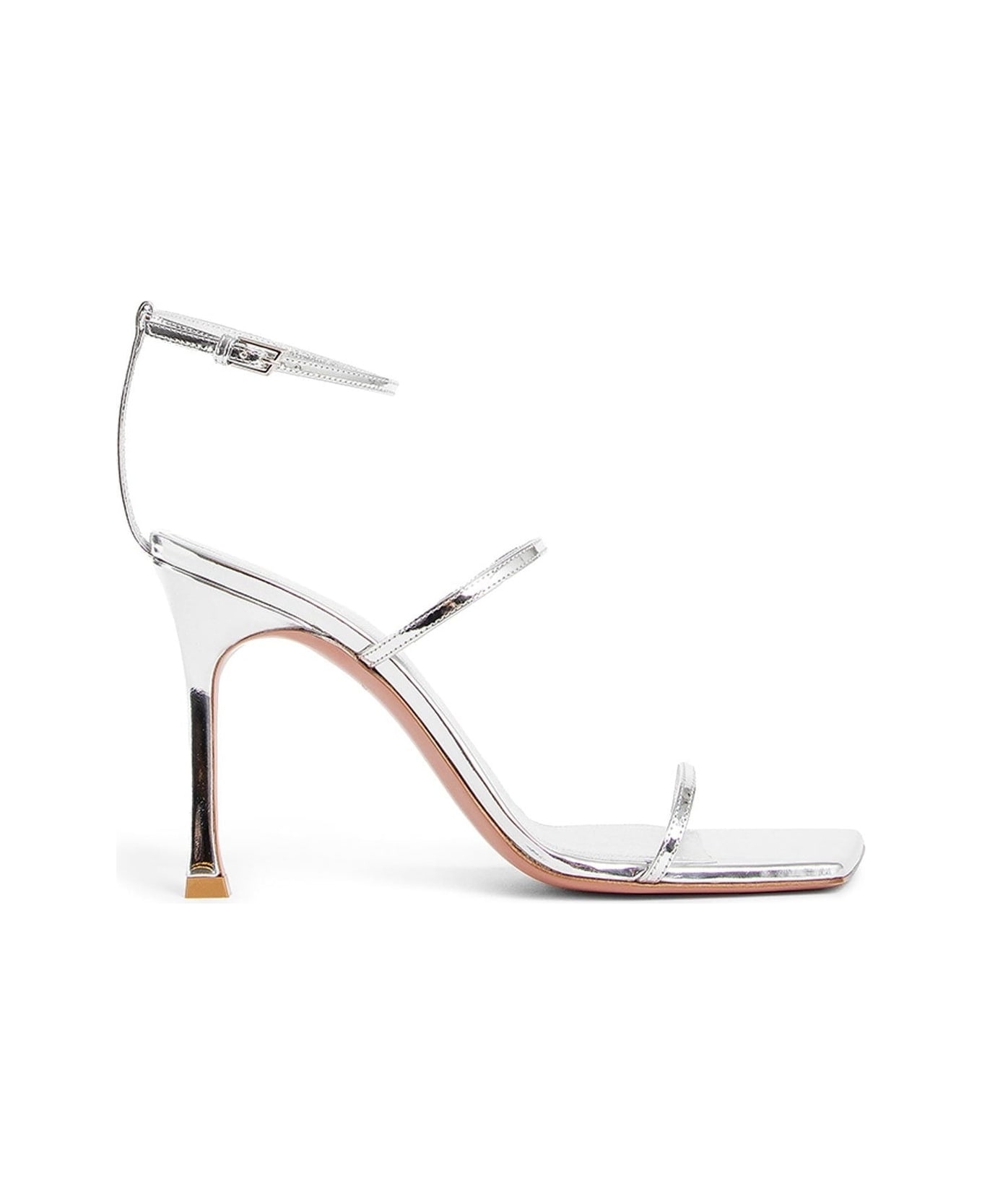 Amina Muaddi Maya Leather Sandals - Silver