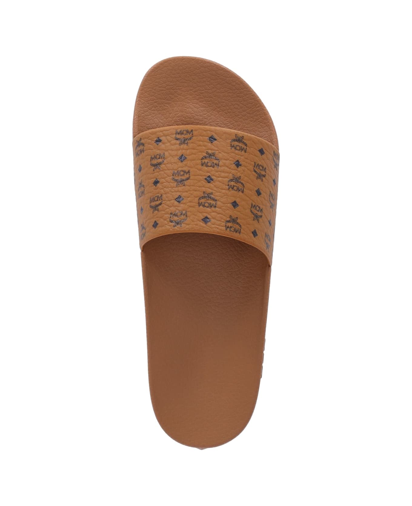 MCM Monogram Slide Sandals - Brown