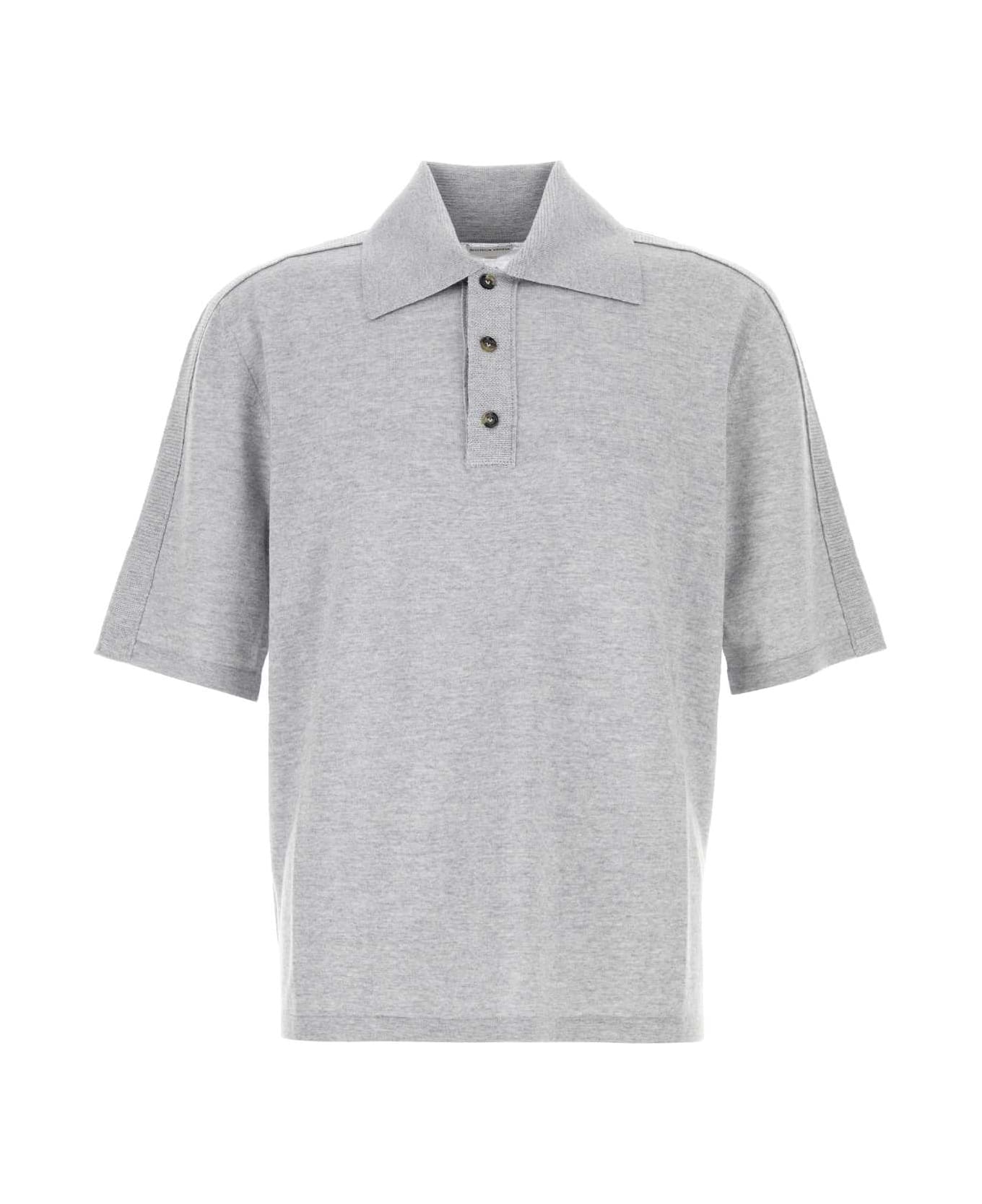 Bottega Veneta Grey Wool Polo Shirt - GREYMELANGE