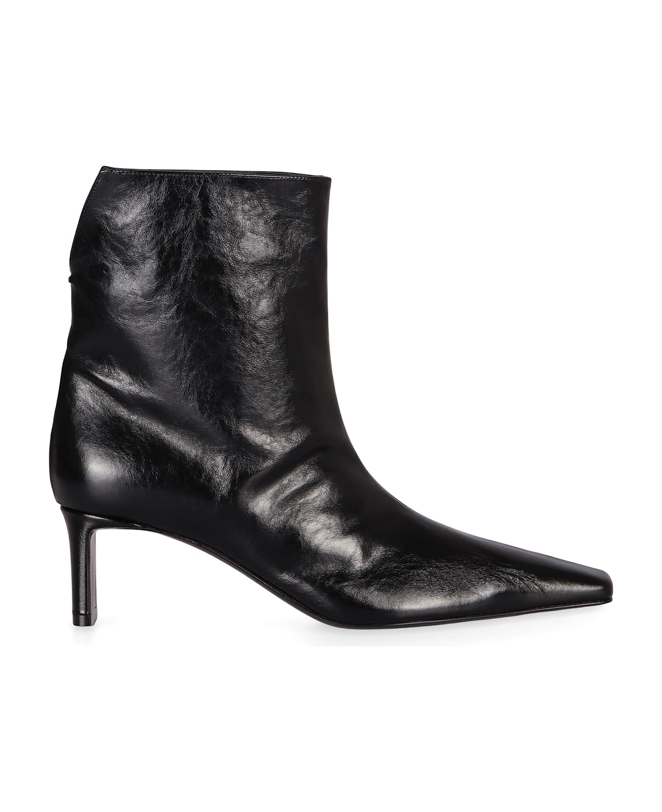 Khaite Ona Leather Ankle Boots - black