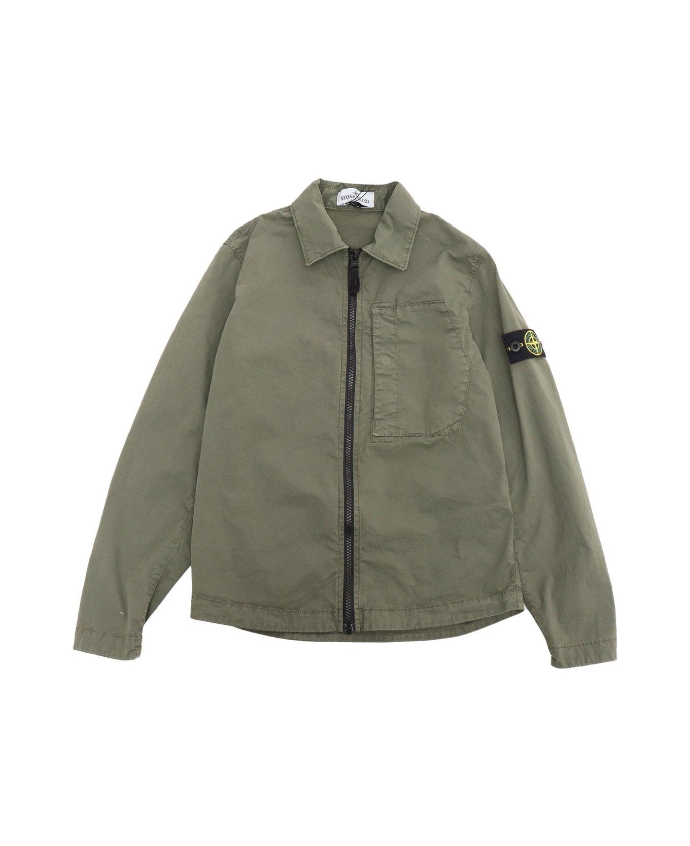 Stone Island Junior Long Sleeved Compass Patch Jacket - Verde