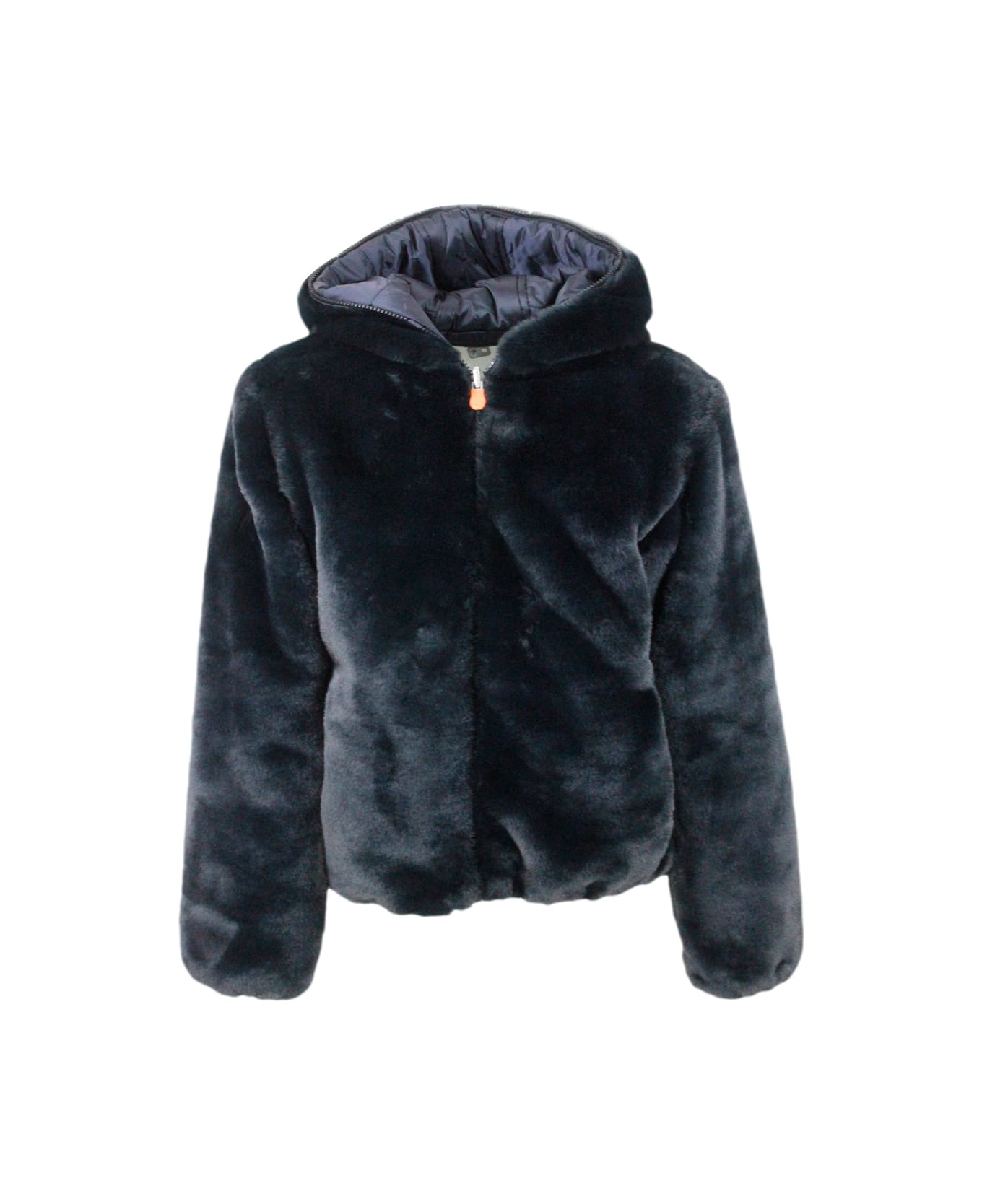 Save the Duck Chloe Reversible Down Jacket In Faux Fur With Hood With Animal Free Padding With Animal Free Padding With Zip Closure - Black コート＆ジャケット