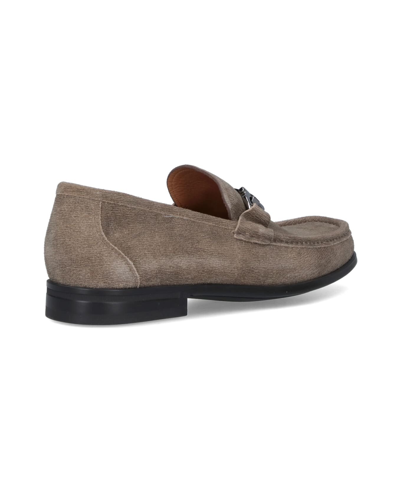 Ferragamo 'gancini' Suede Loafers - Beige
