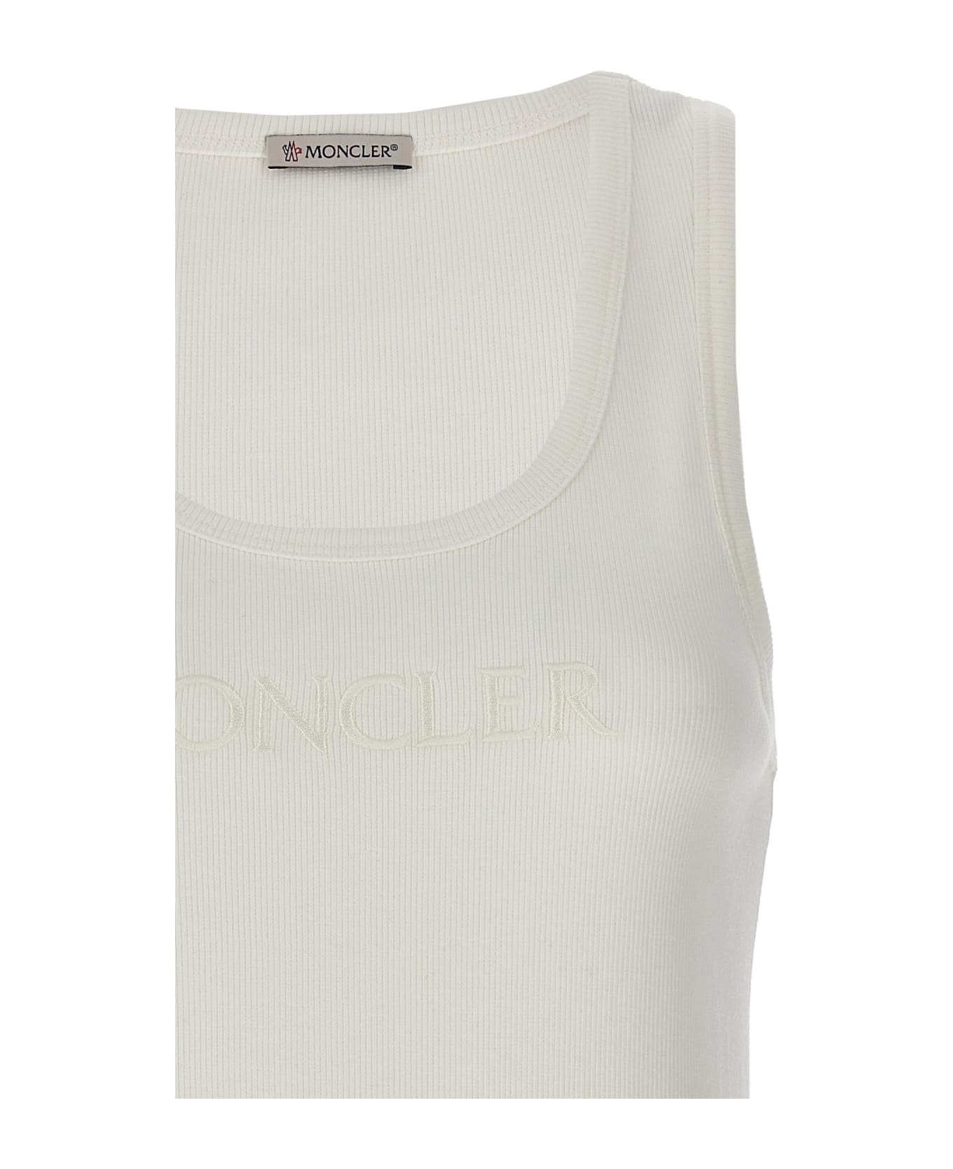 Moncler Logo Embroidery Tank Top - Beige