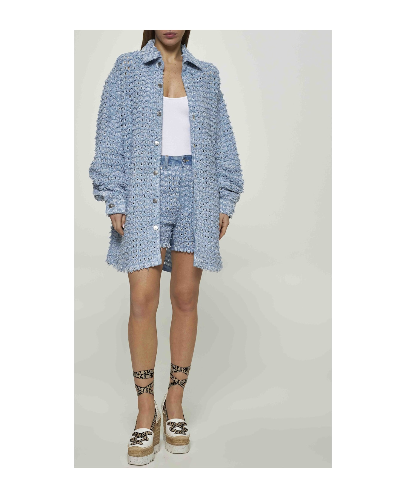 Stella McCartney Light Blue Bouclé Denim Shirt - Blu