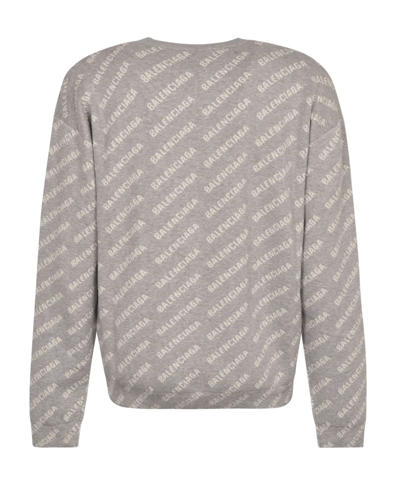 Balenciaga All-over Logo Sweater - Grey/White