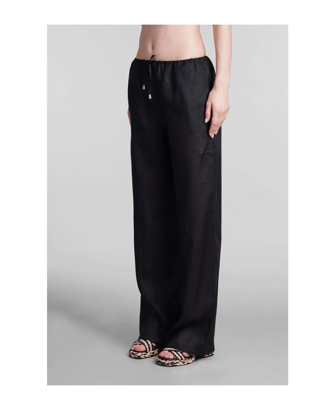 Holy Caftan Pegee Py Pants In Black Linen - black ボトムス