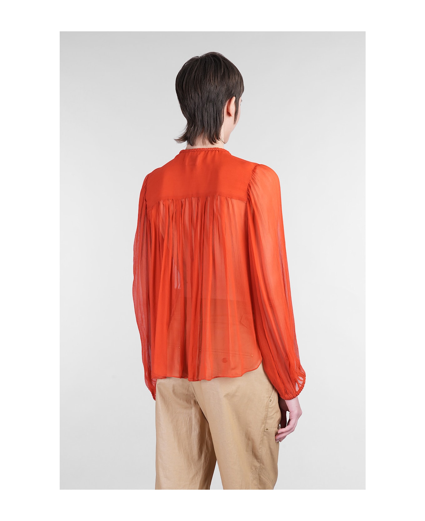 Isabel Marant Ametissa Blouse In Orange Silk - orange