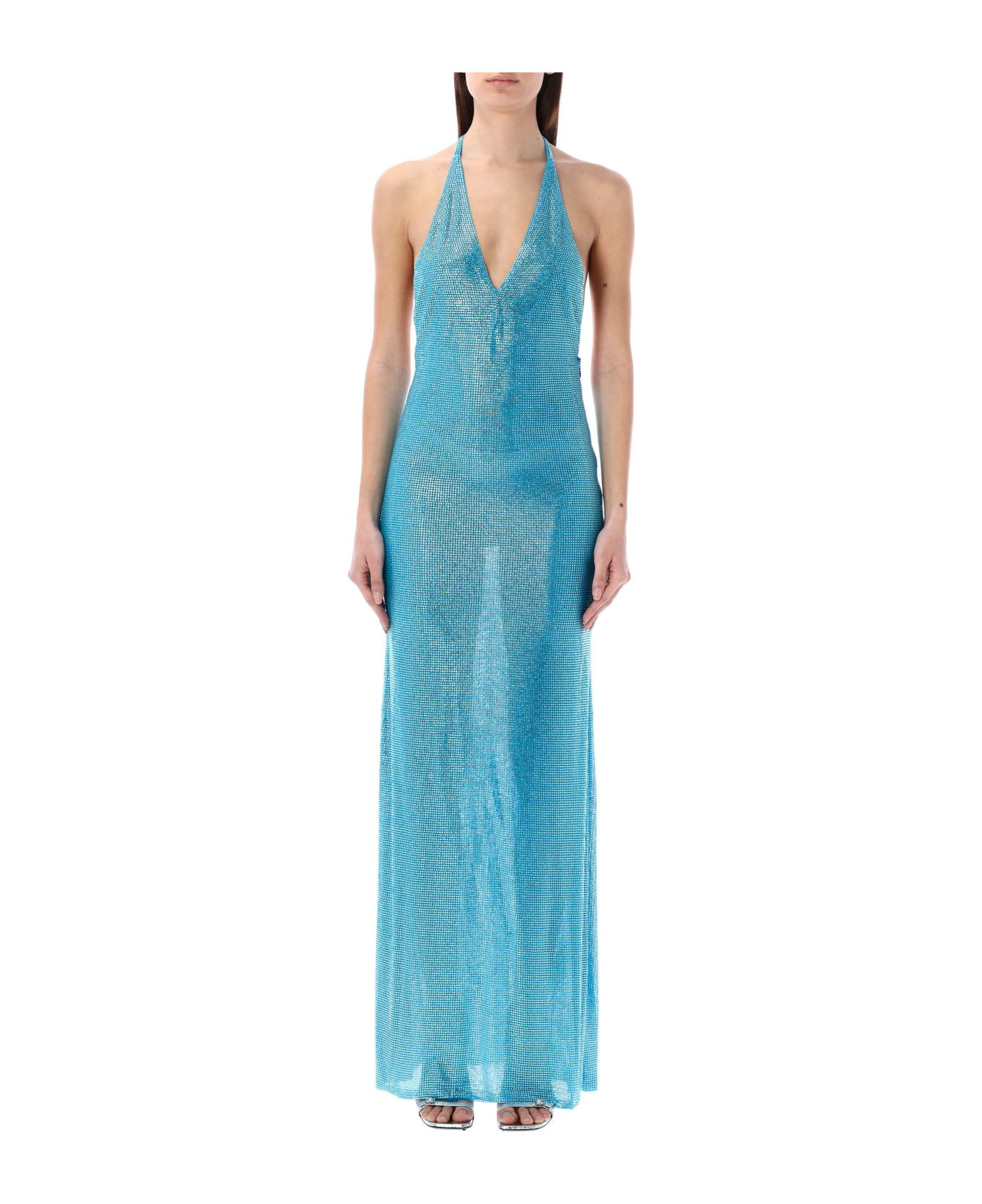 Giuseppe di Morabito Micro Rhinestones Long Dress - DEEP SKY BLUE