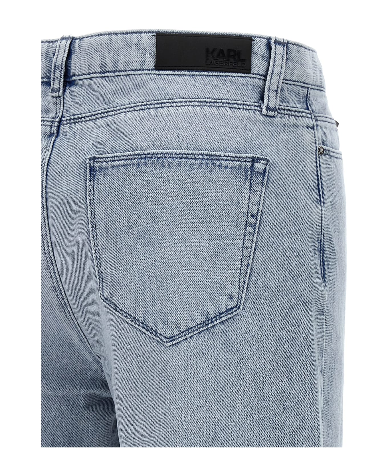 Karl Lagerfeld Rhinestone Fringed Jeans - Light Blue