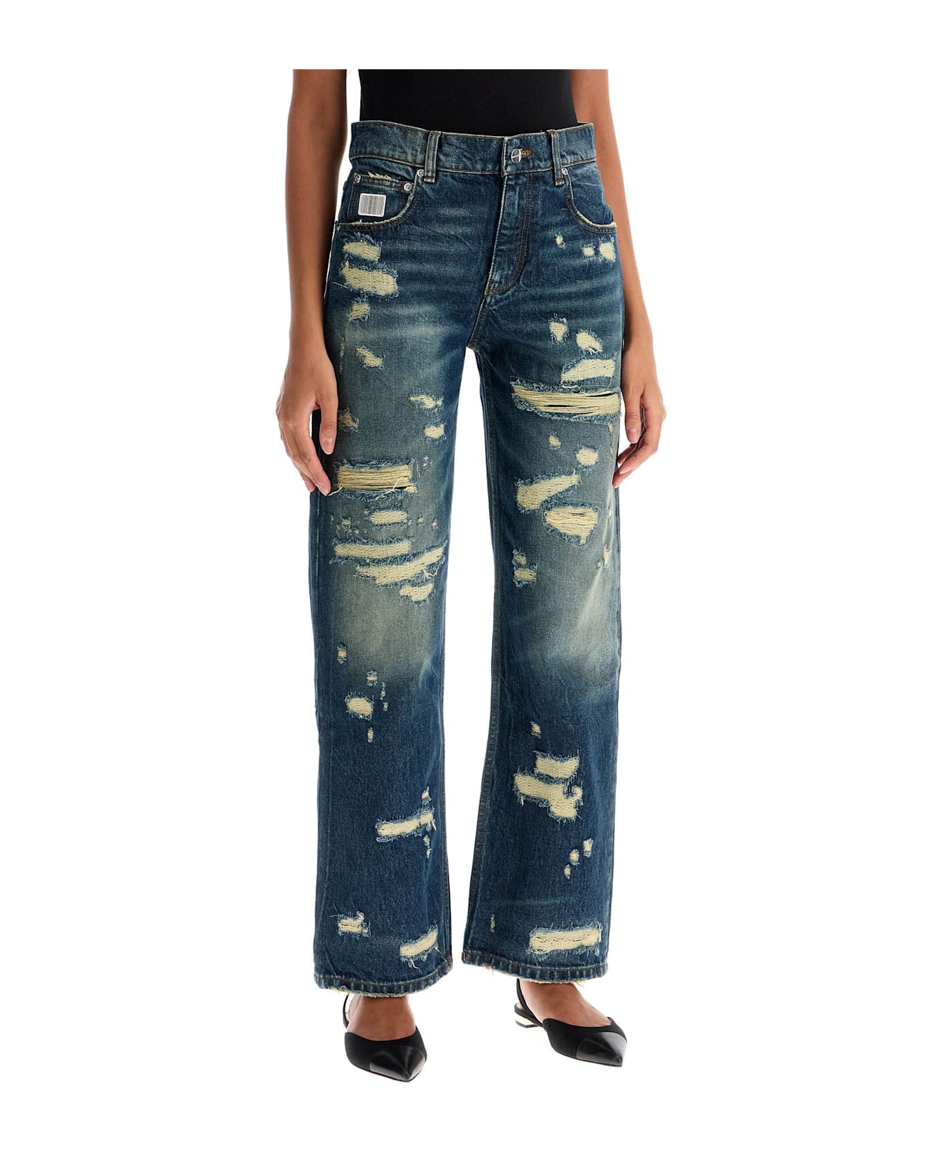 Marc Jacobs Jeans 'the Rip And Repair Straight Jean - PUNK INDIGO (Blue)