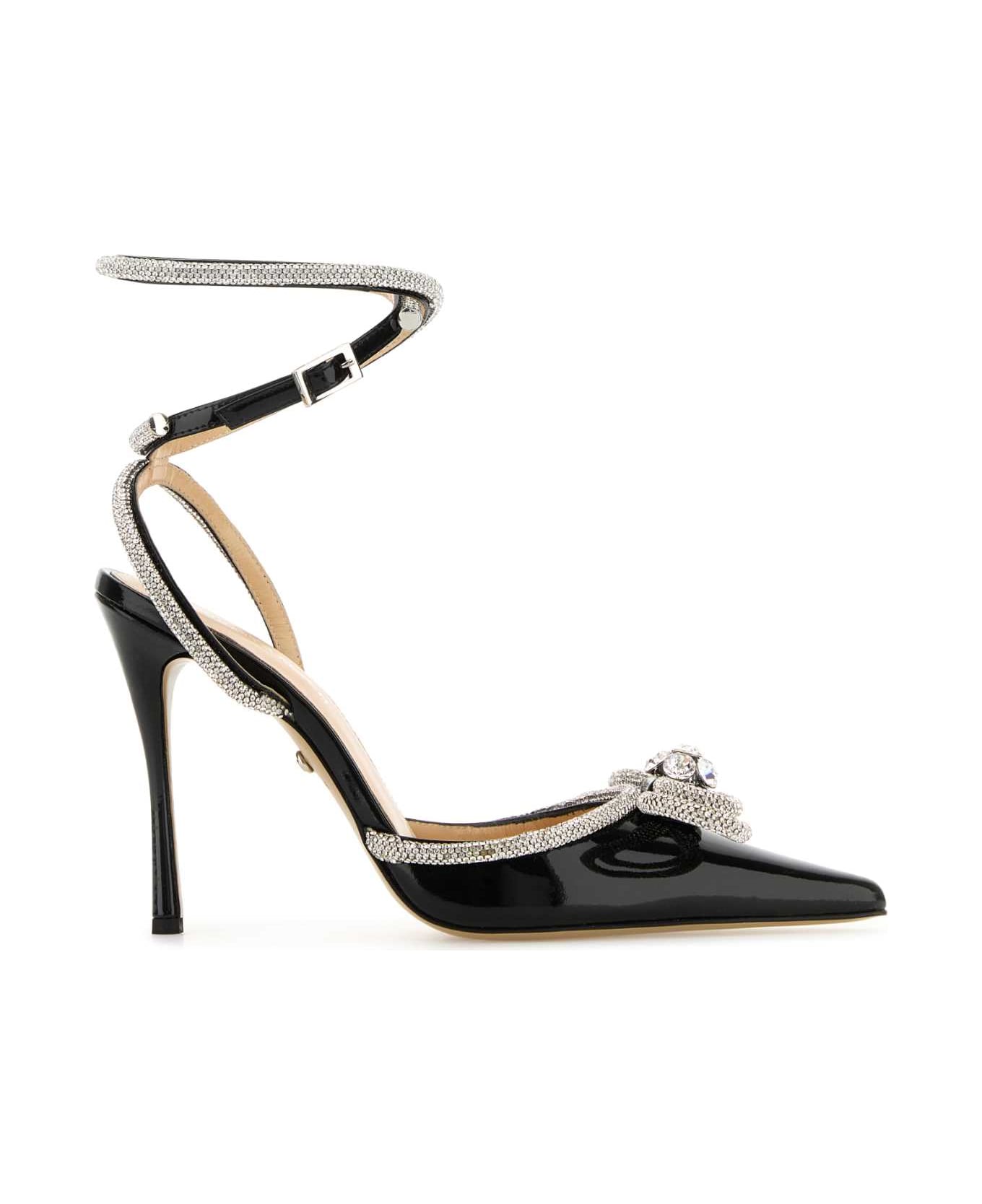 Mach 
Mach Black Leather Double Bow Pumps - BLACK