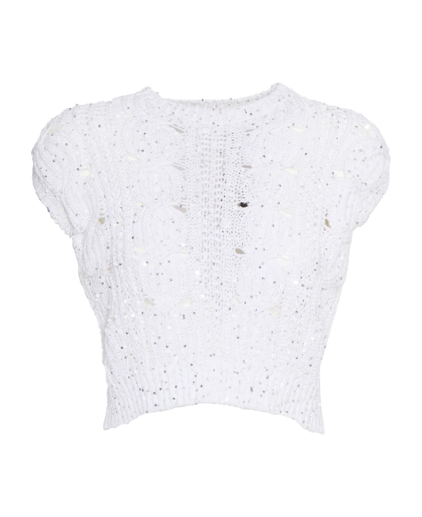 Lorena Antoniazzi White Knit Top - WHITE