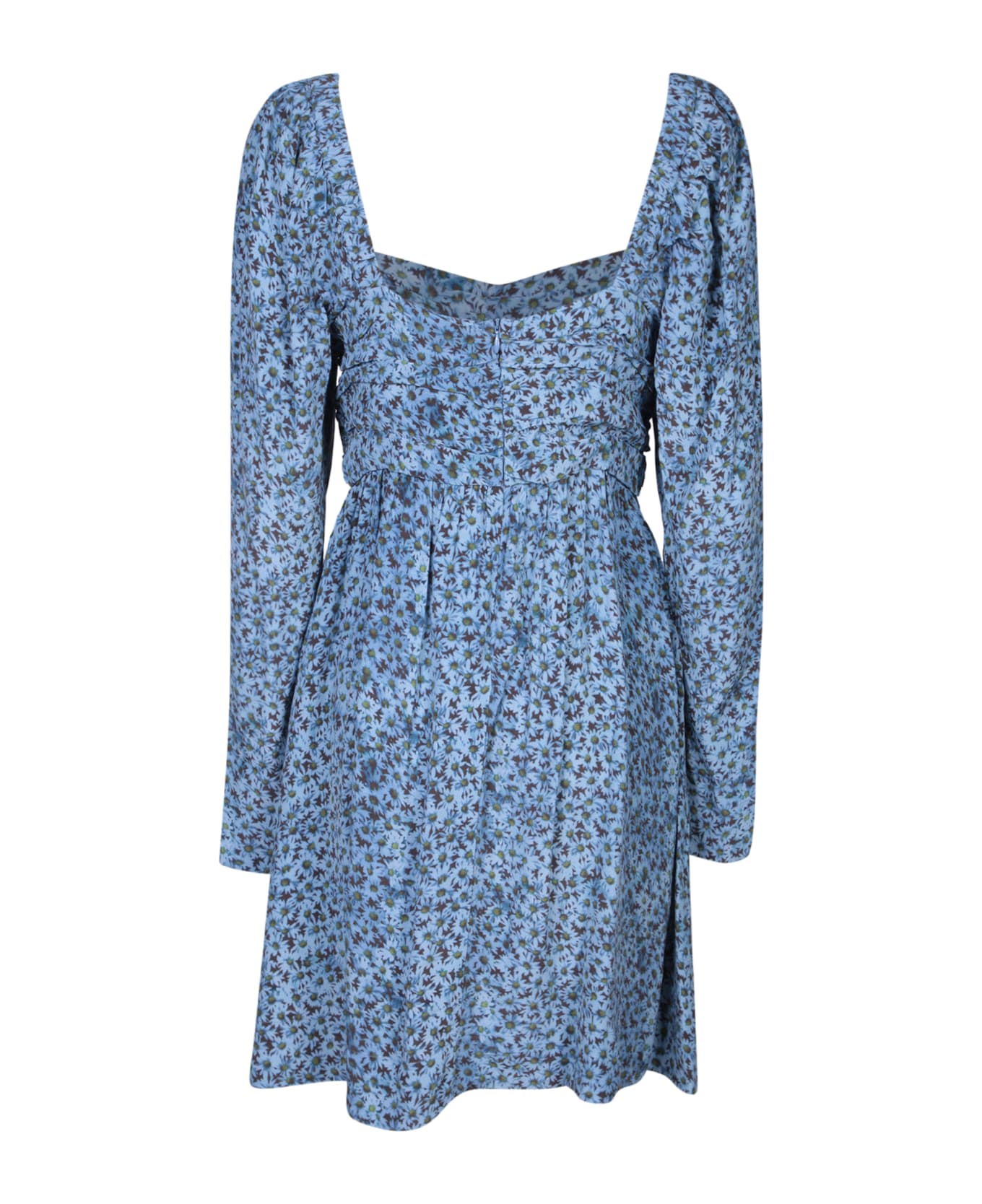 Ganni Multicolor Square Neckline Dress - Blue