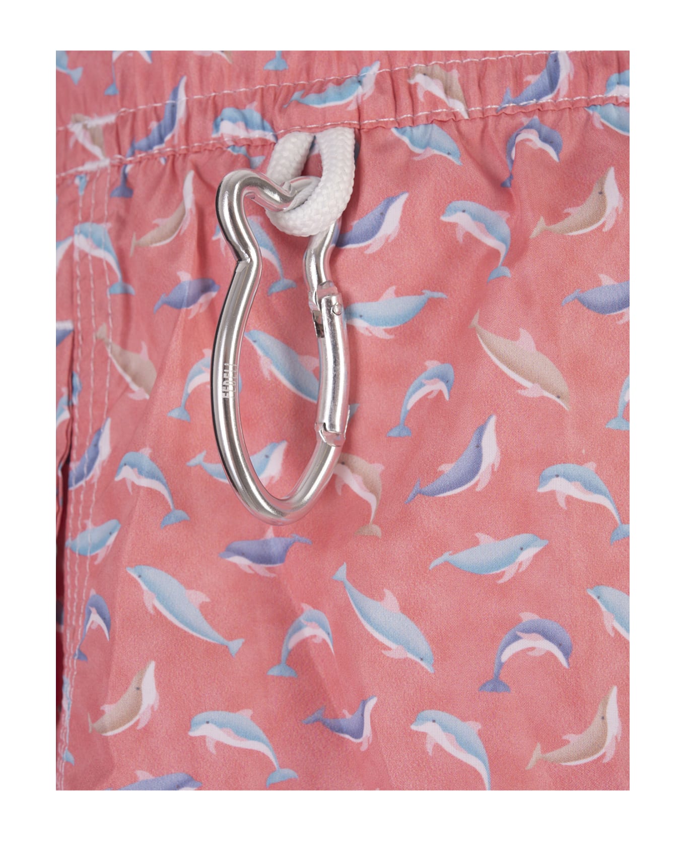 Fedeli Red Swim Shorts With Blue Dolphin Pattern - Red スイムトランクス