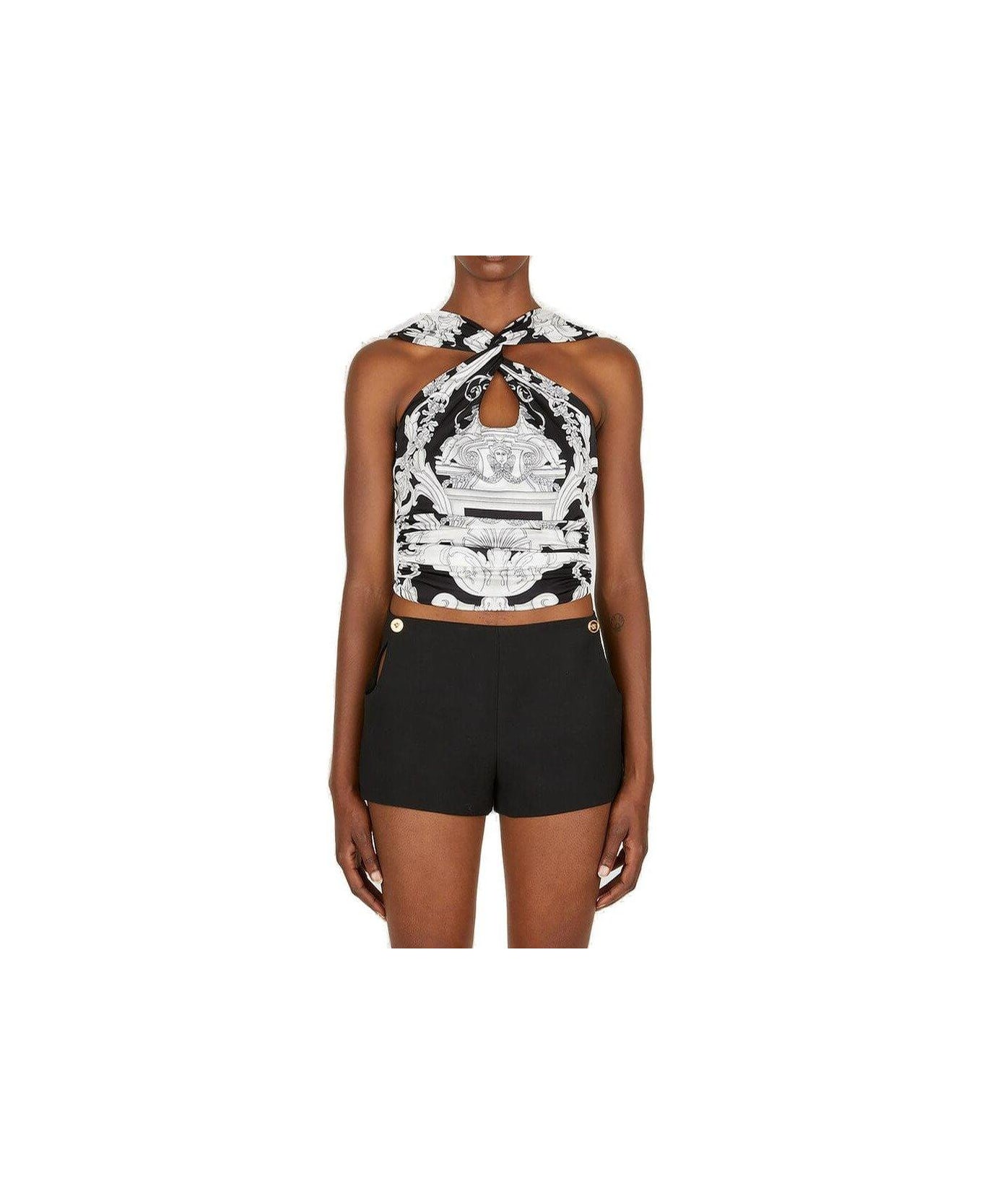 Versace Baroque Pattern Sleeveless Cropped Top
