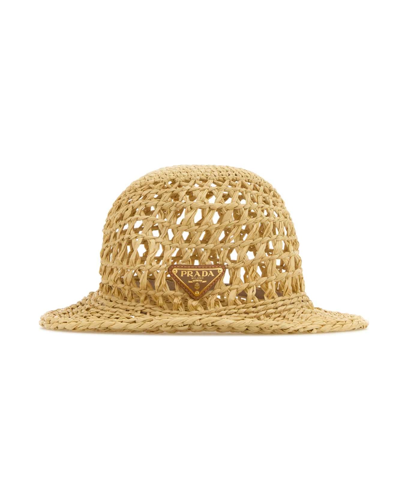 Prada Rafia Bucket Hat - NATURALE