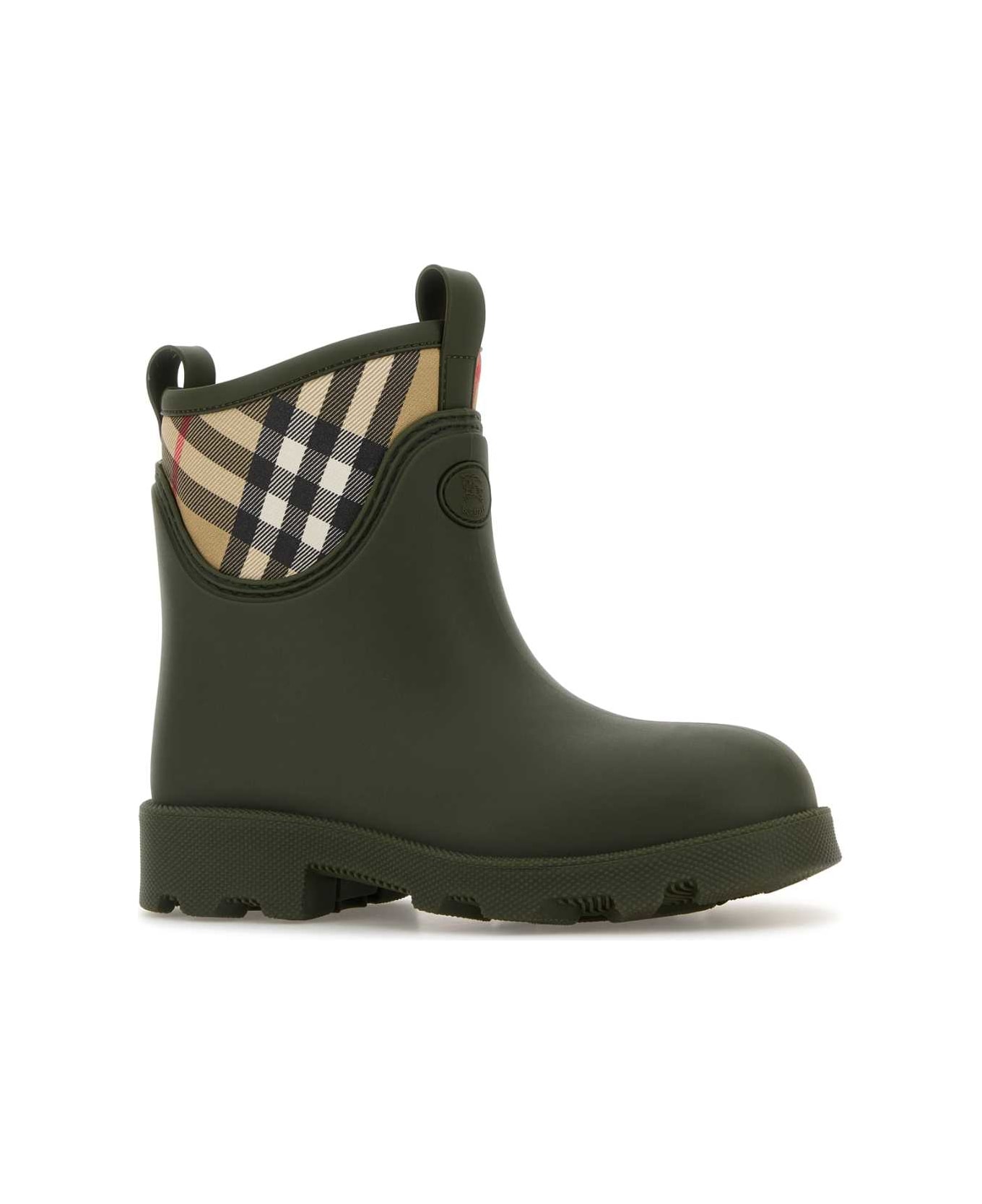 Burberry Olive Green Rubber Marsh Stamp Ankle Boots - LOCH