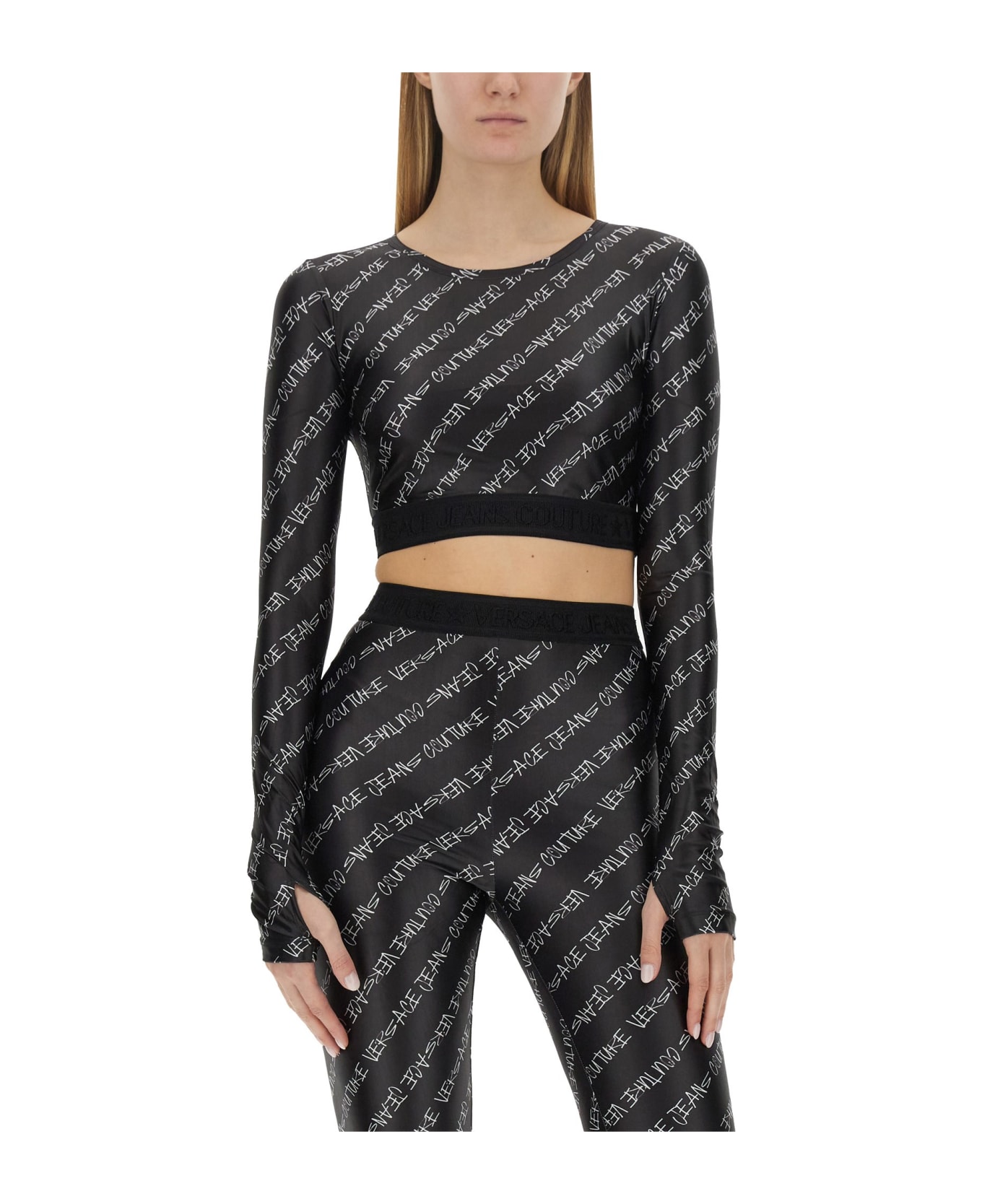 Versace Jeans Couture Signature Cropped Top - NERO