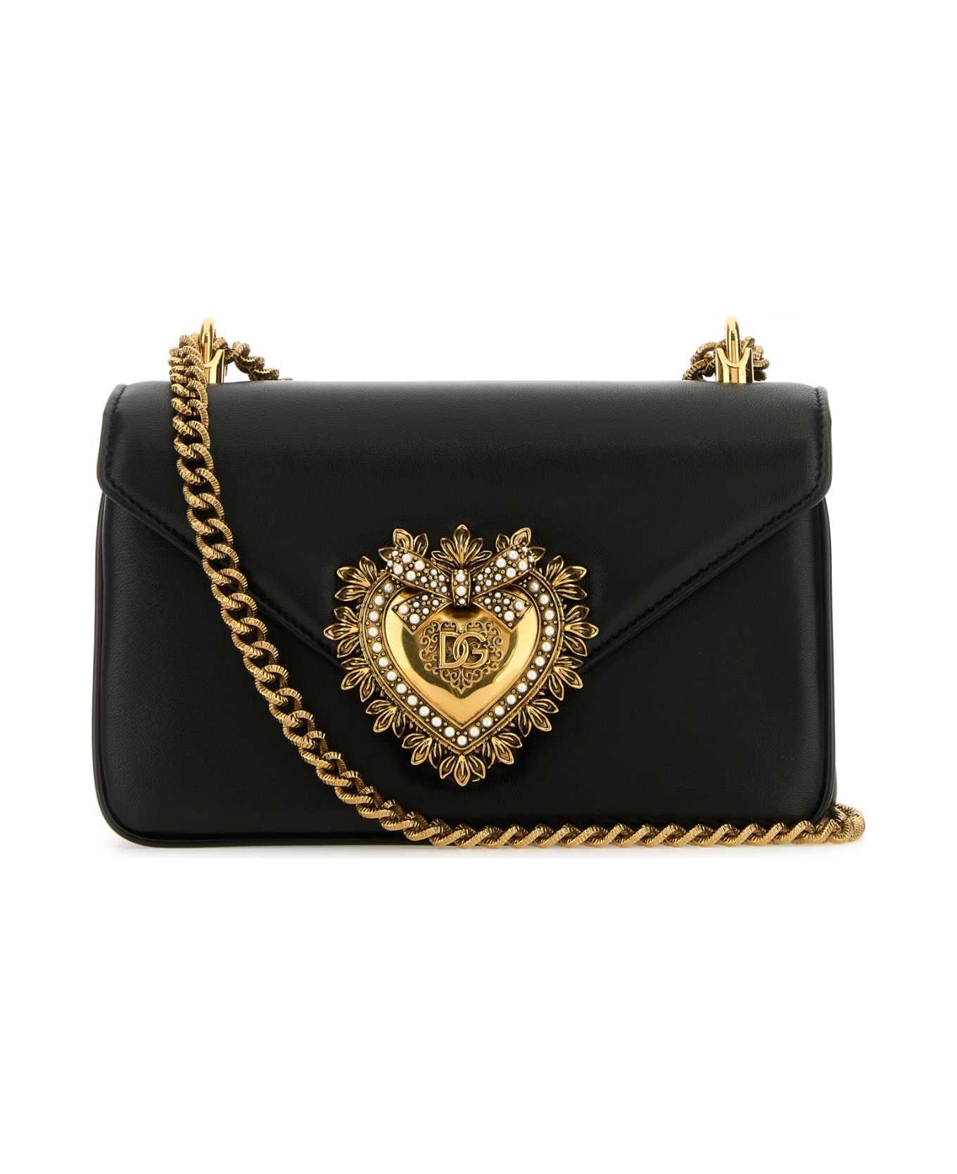 Dolce & Gabbana Black Nappa Leather Devotion Shoulder Bag - NERO