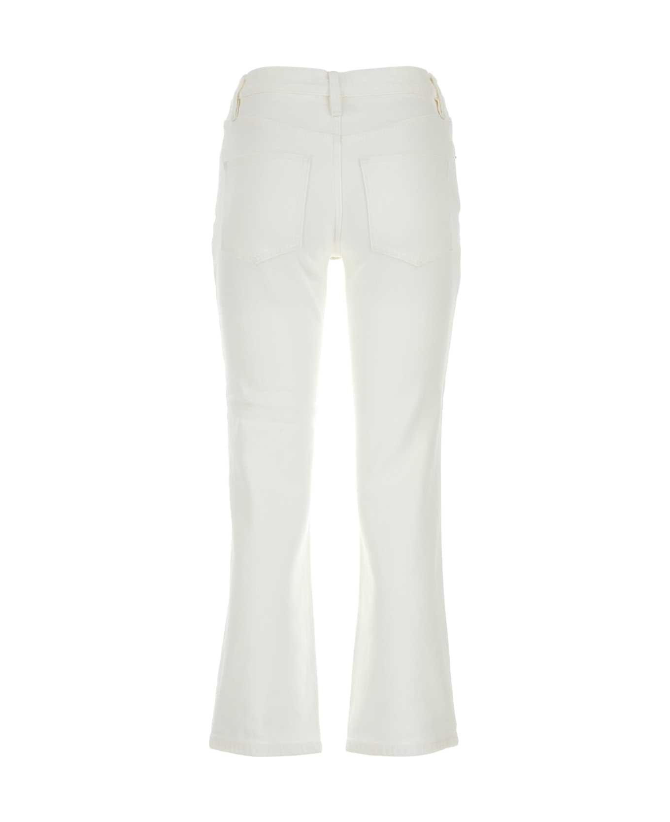 Tory Burch White Stretch Denim Jeans - WHITECHALKWAS