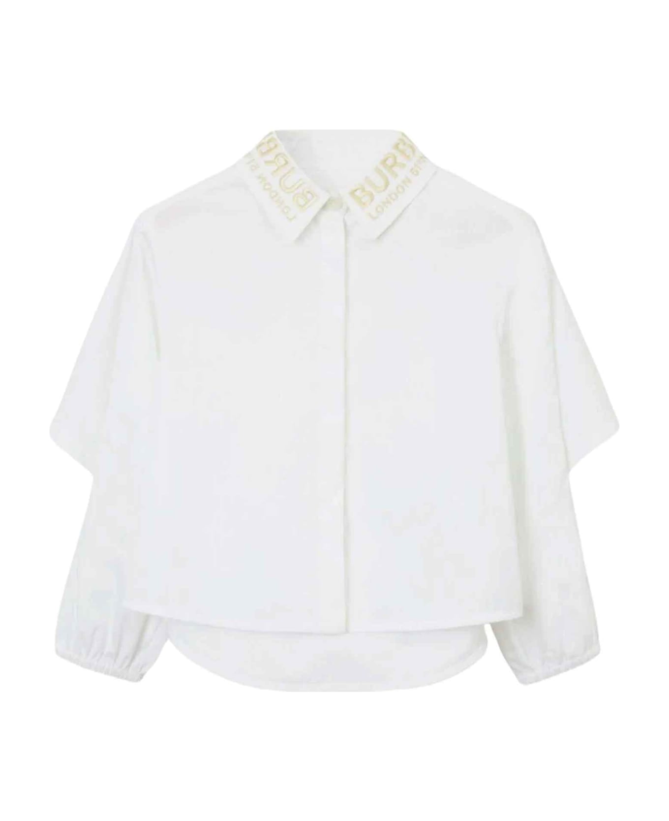 Burberry White Shirt Girl - Bianco
