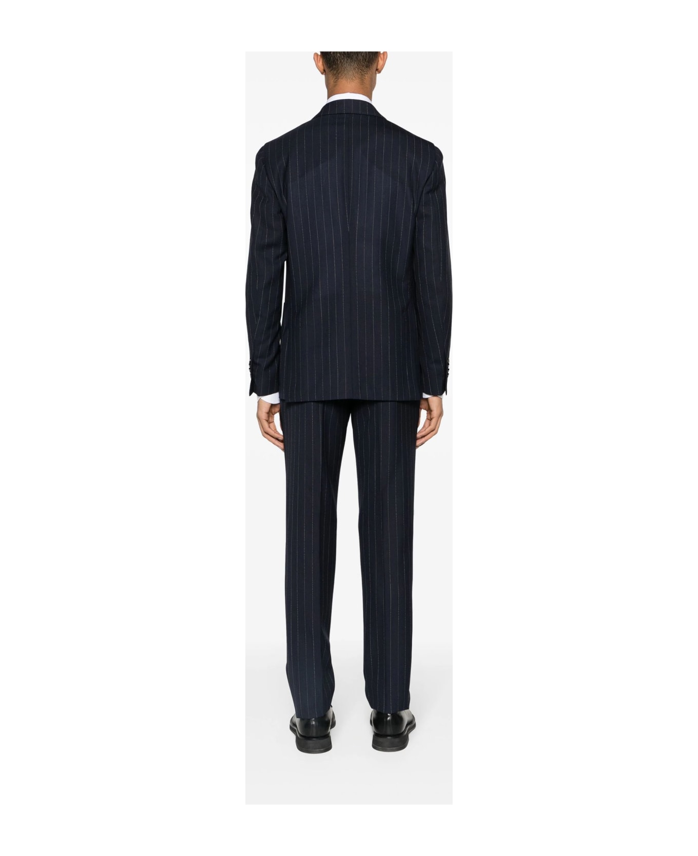 Lardini Pinstriped Double-breasted Wool Suit - Blue