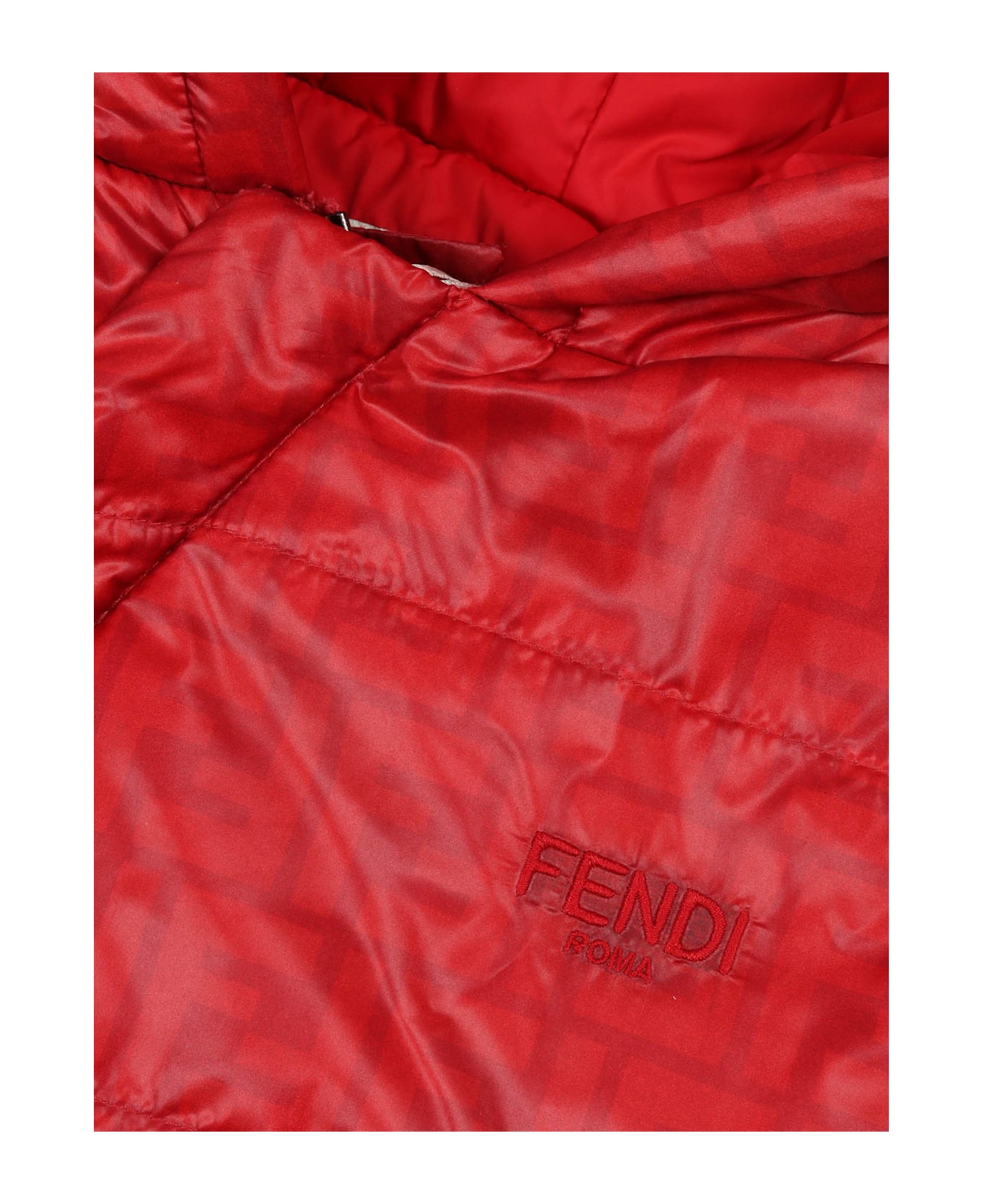 Fendi Ff Nylon Down Jacket - RED