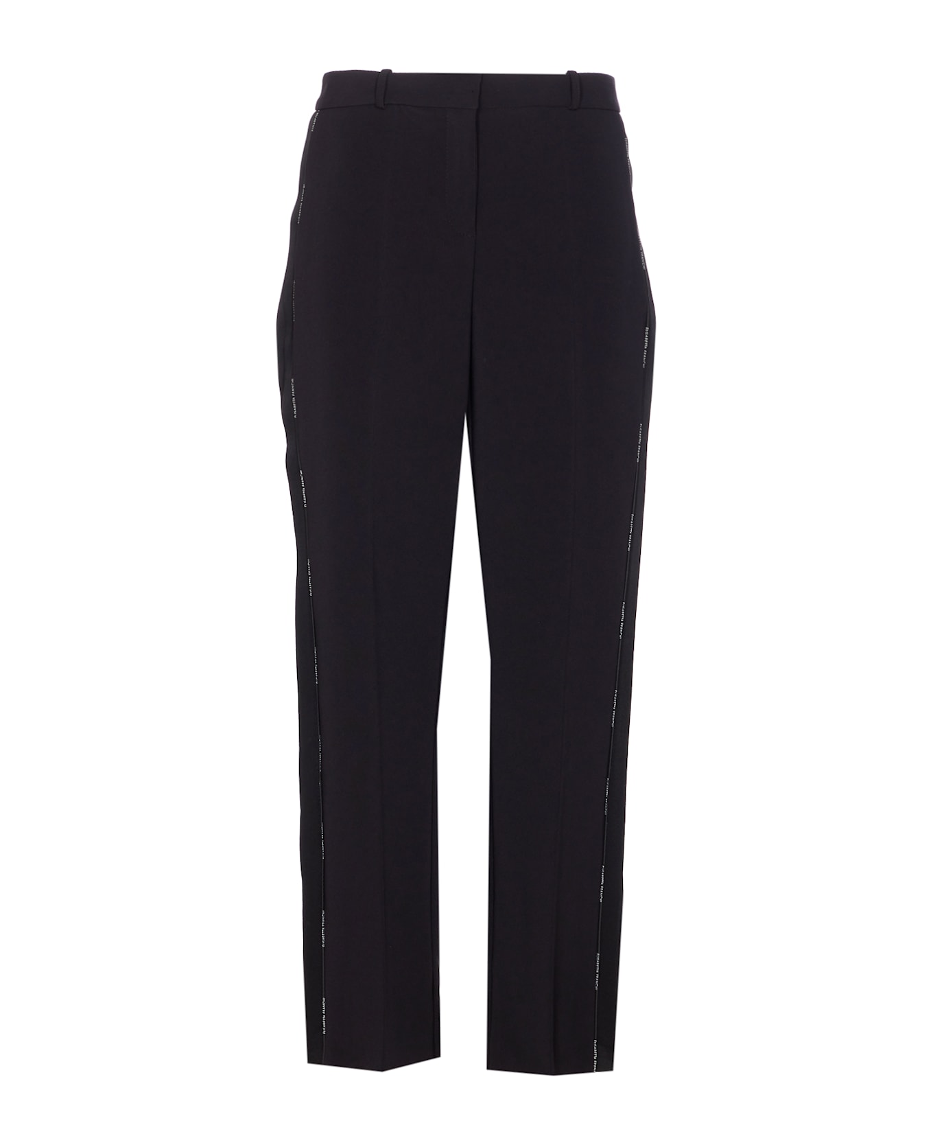 Elisabetta Franchi Light Crepe Trousers With Tuxedo Detail - Black