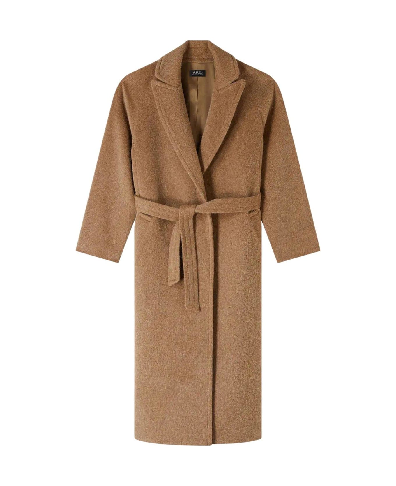 A.P.C. Straight Hem Belted Coat - Beige