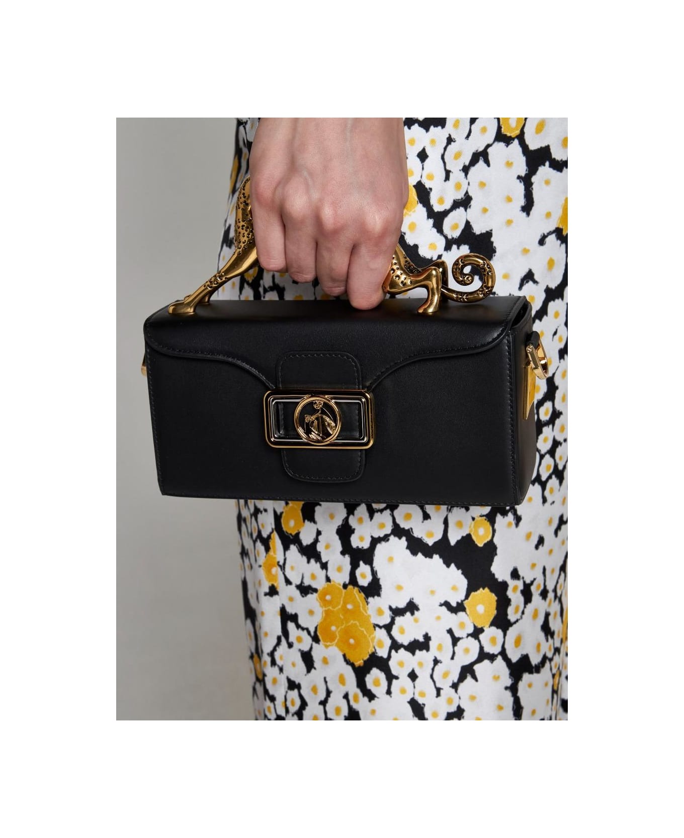 Lanvin Black Nano Pencil Cat Top Handle Bag - Black
